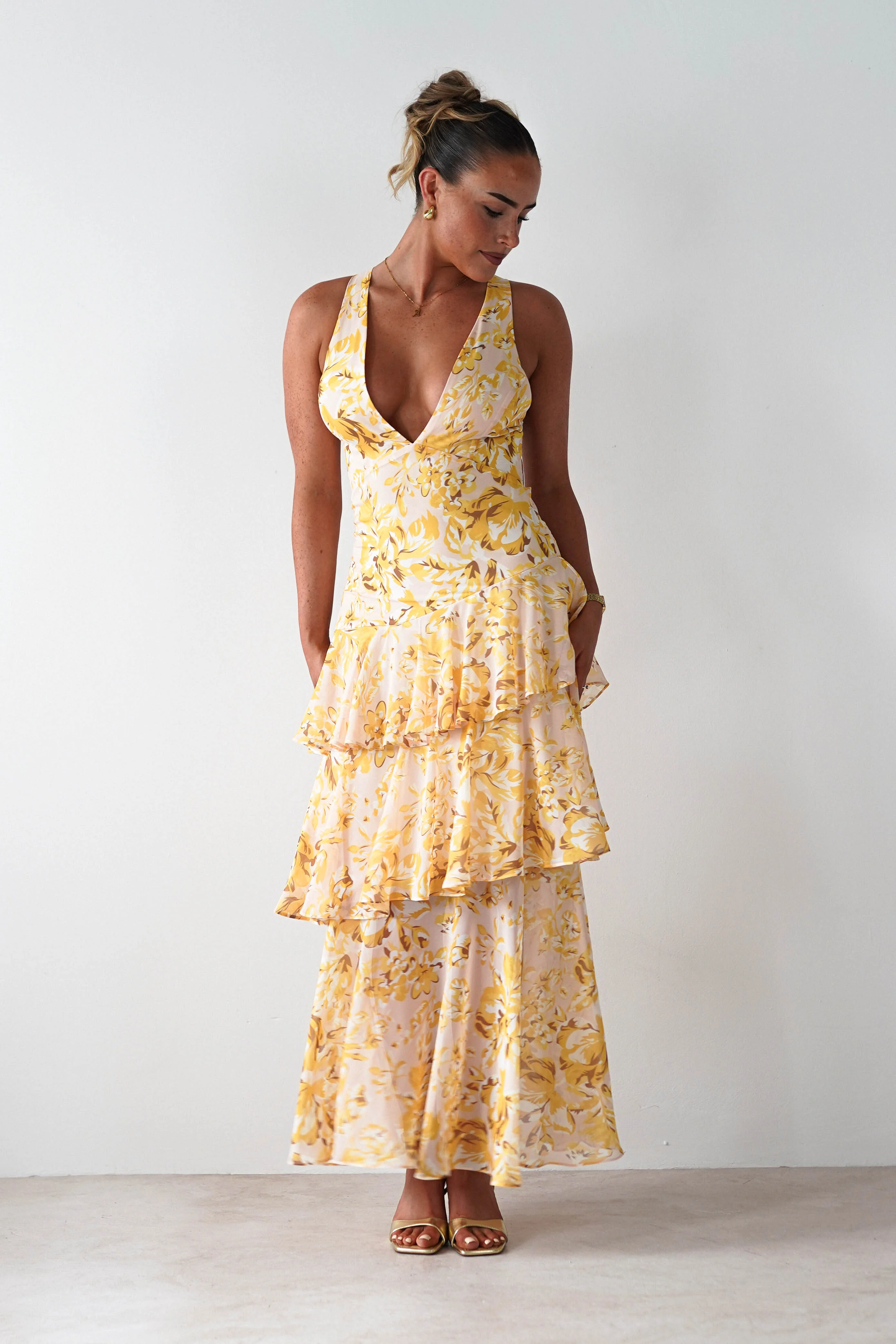 Karlie Floral Print Maxi Dress | Yellow - Image 21