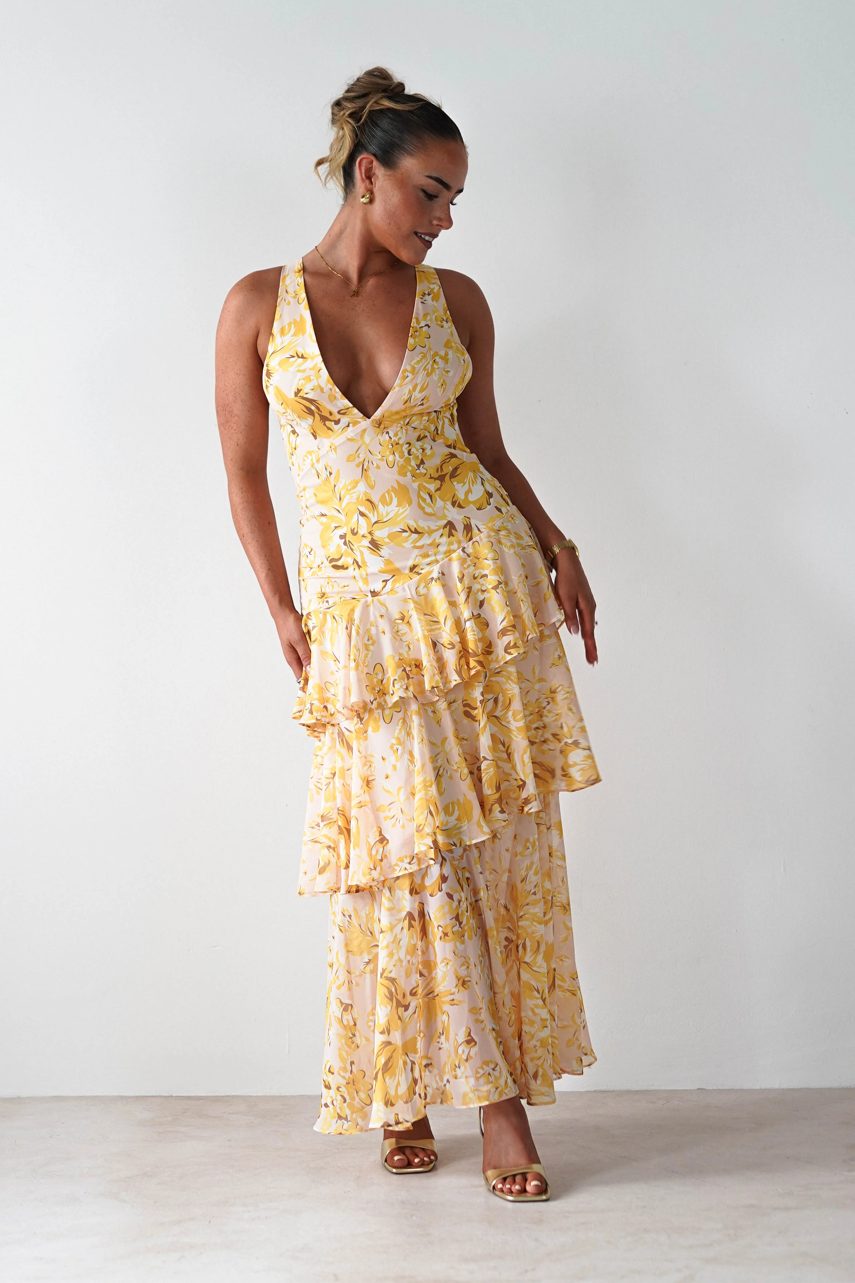 Karlie Floral Print Maxi Dress | Yellow - Image 5