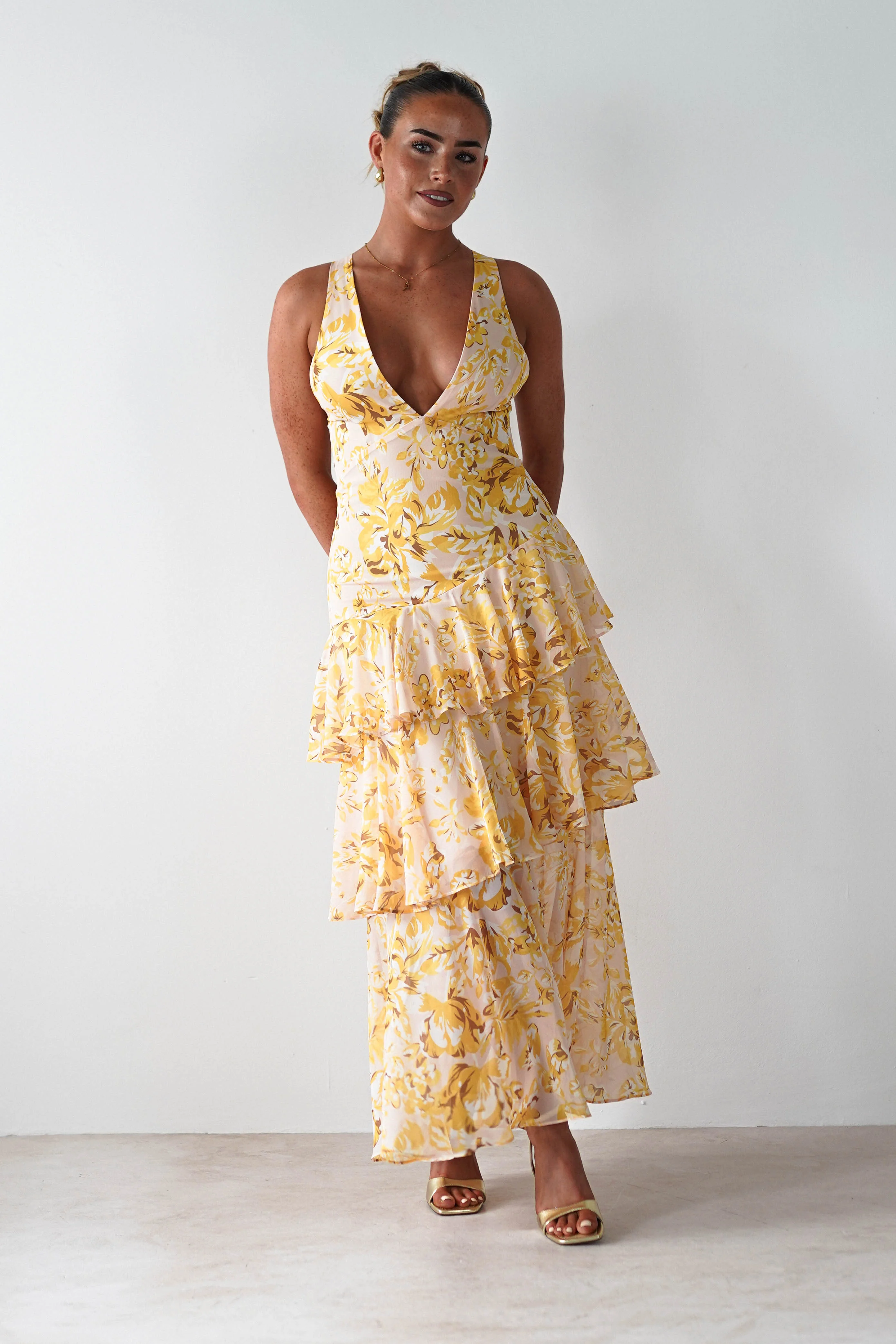 Karlie Floral Print Maxi Dress | Yellow - Image 7