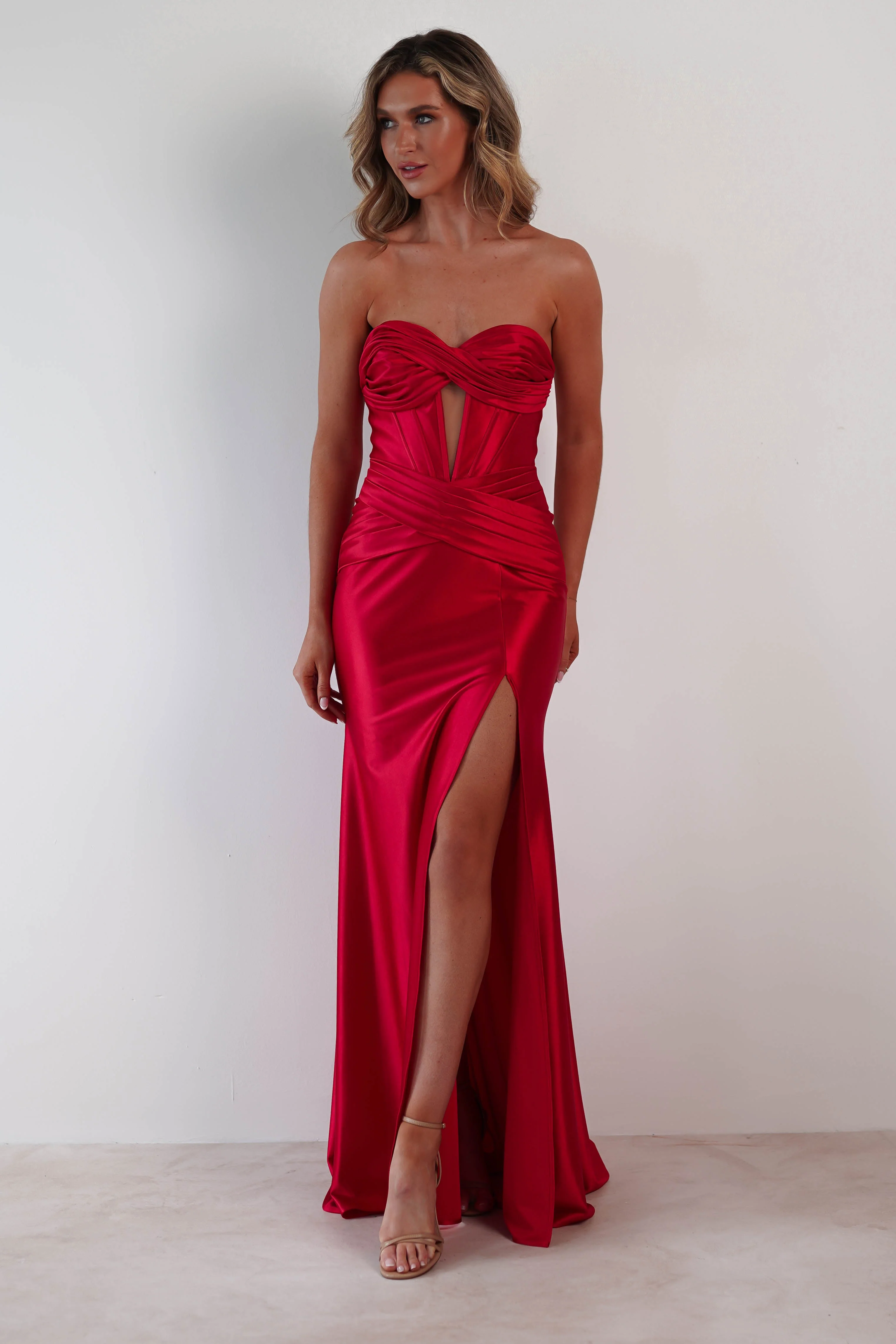 Karra Bodycon Strapless Gown | Red - Image 6