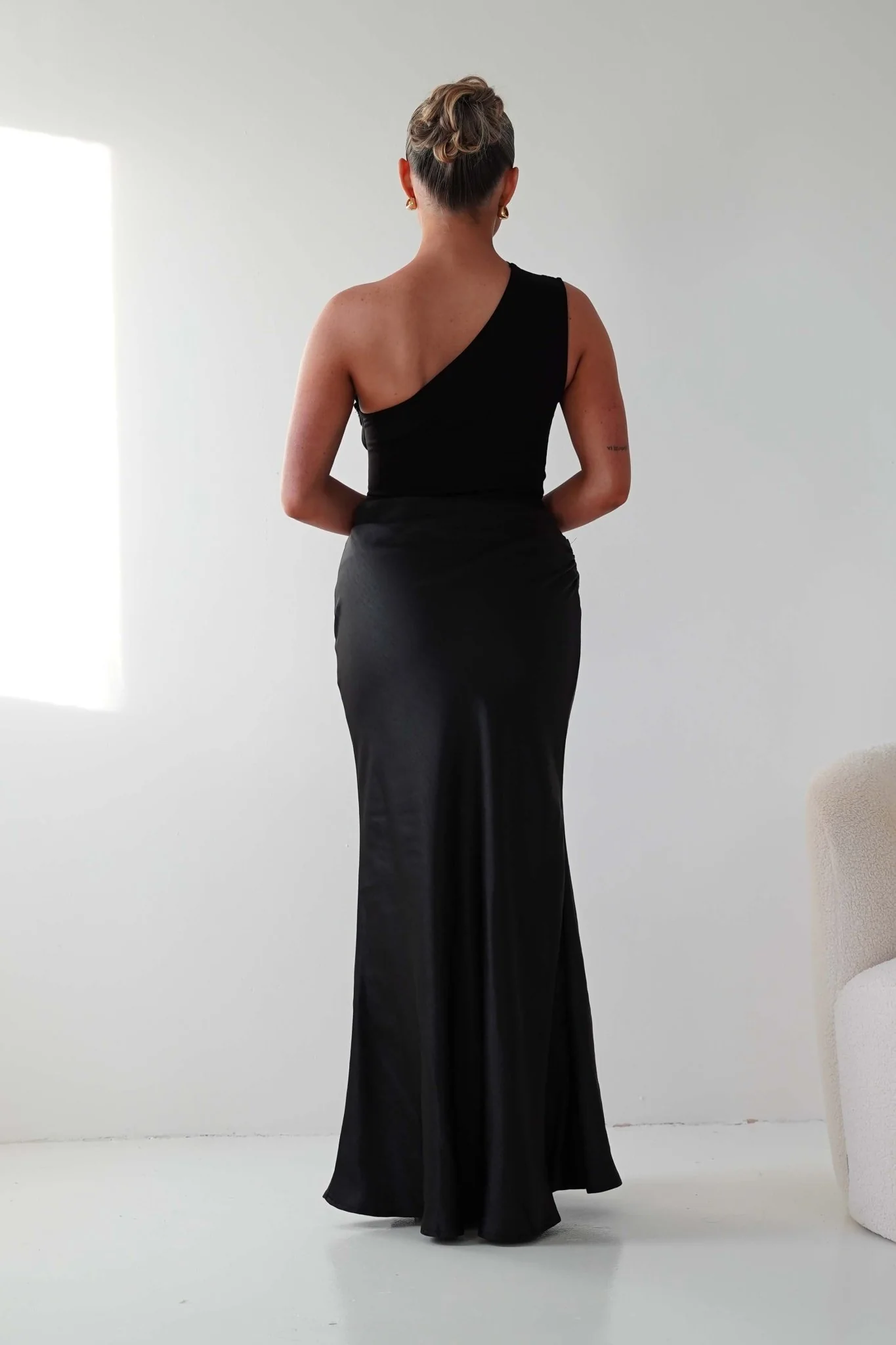Kashia Draped Satin Maxi Dress | Black - Image 7