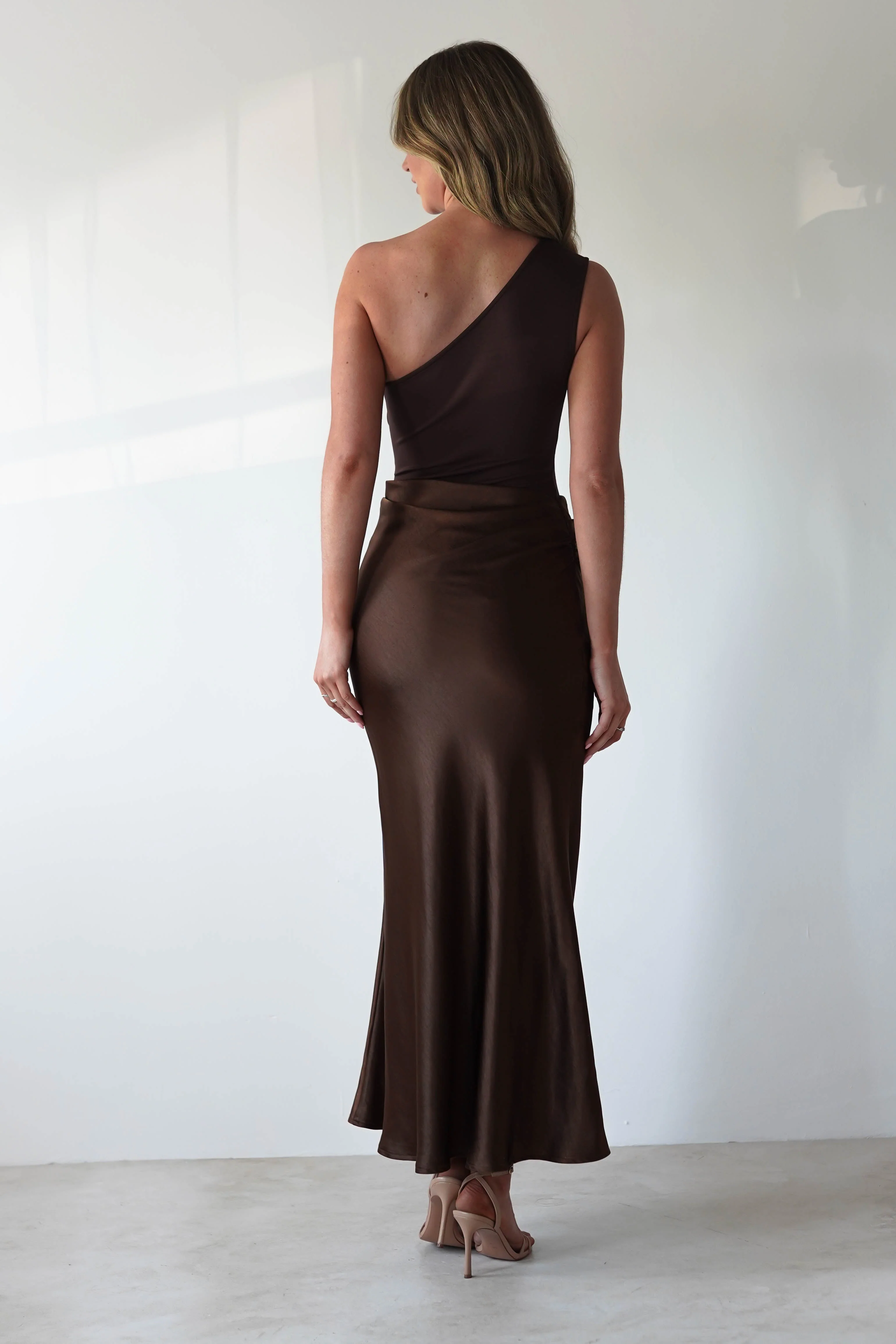 Kashia Draped Satin Maxi Dress | Brown - Image 7