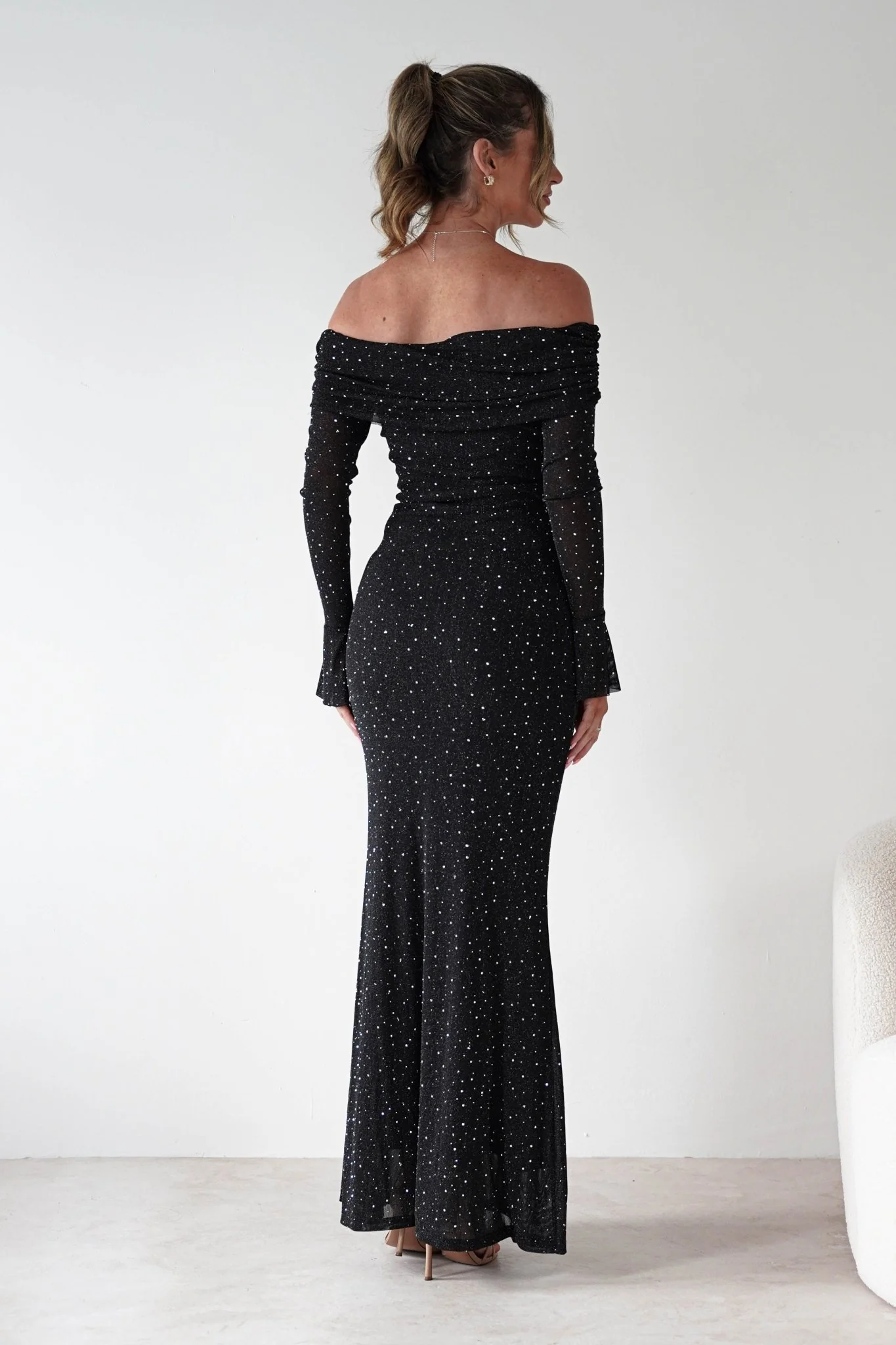 Katalina Sparkling Rhinestone Maxi Dress | Black - Image 3