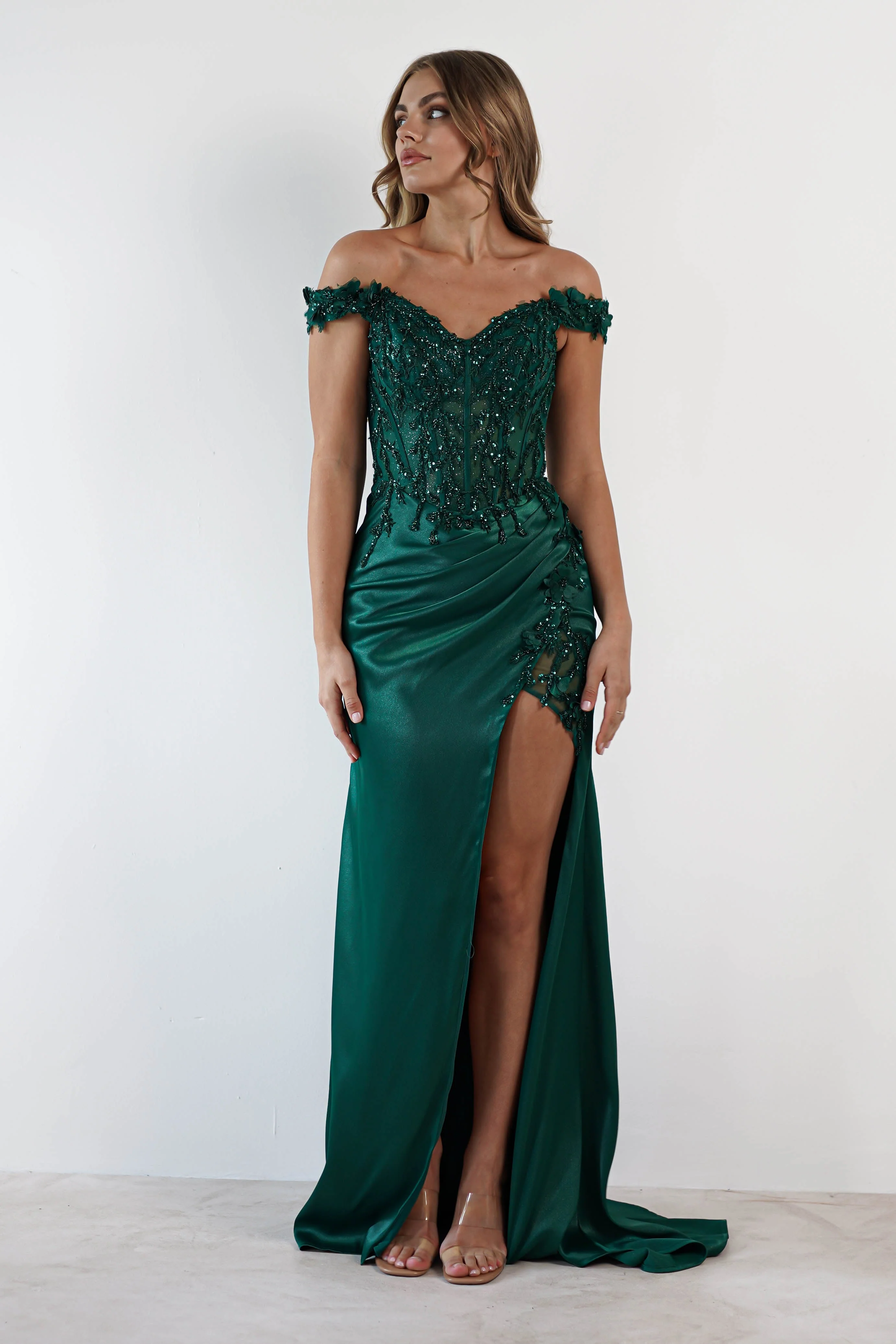 Khacy Embellished Gown | Emerald - Image 3