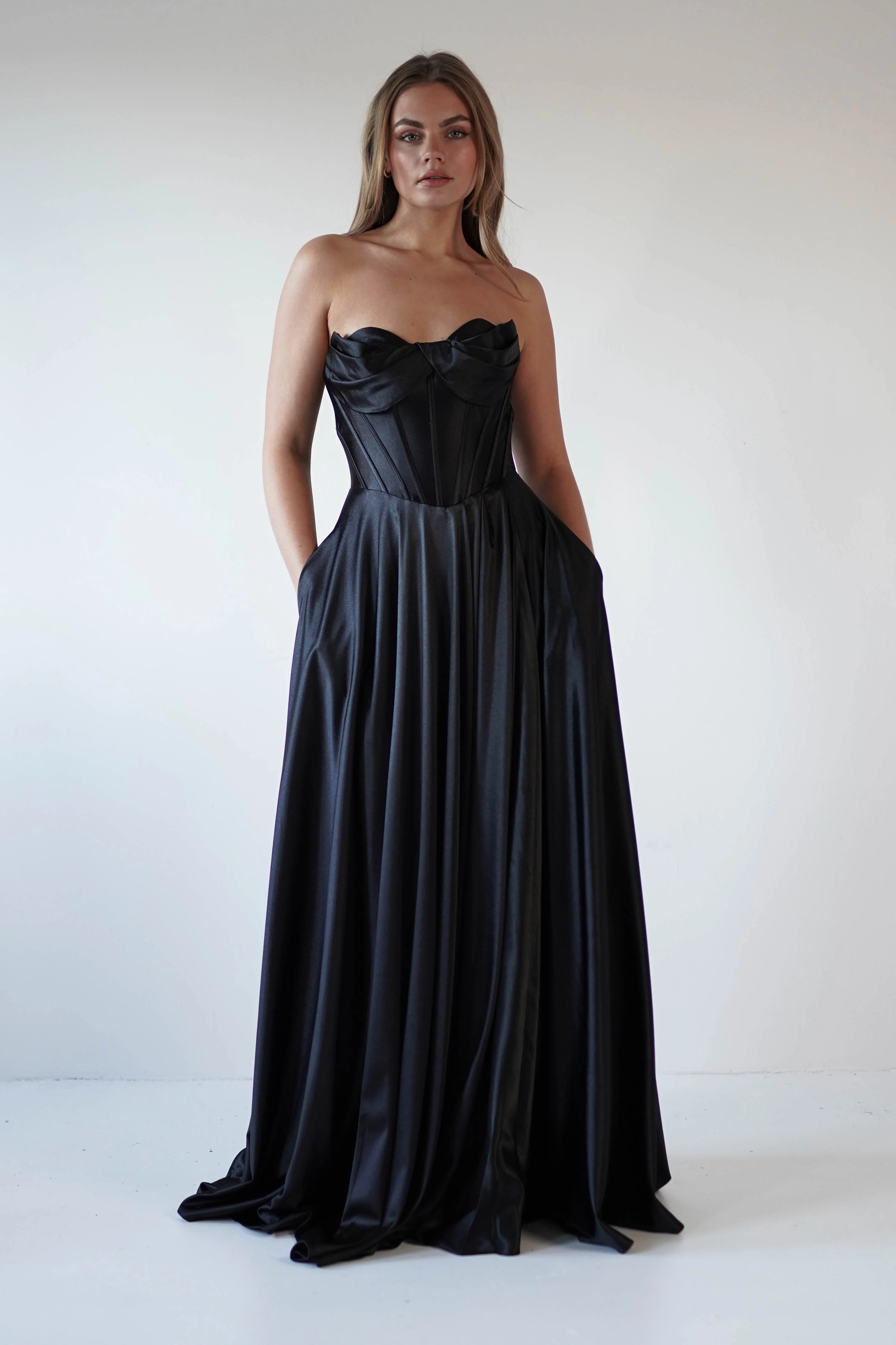 Kristi Strapless A Line Gown | Black - Image 6