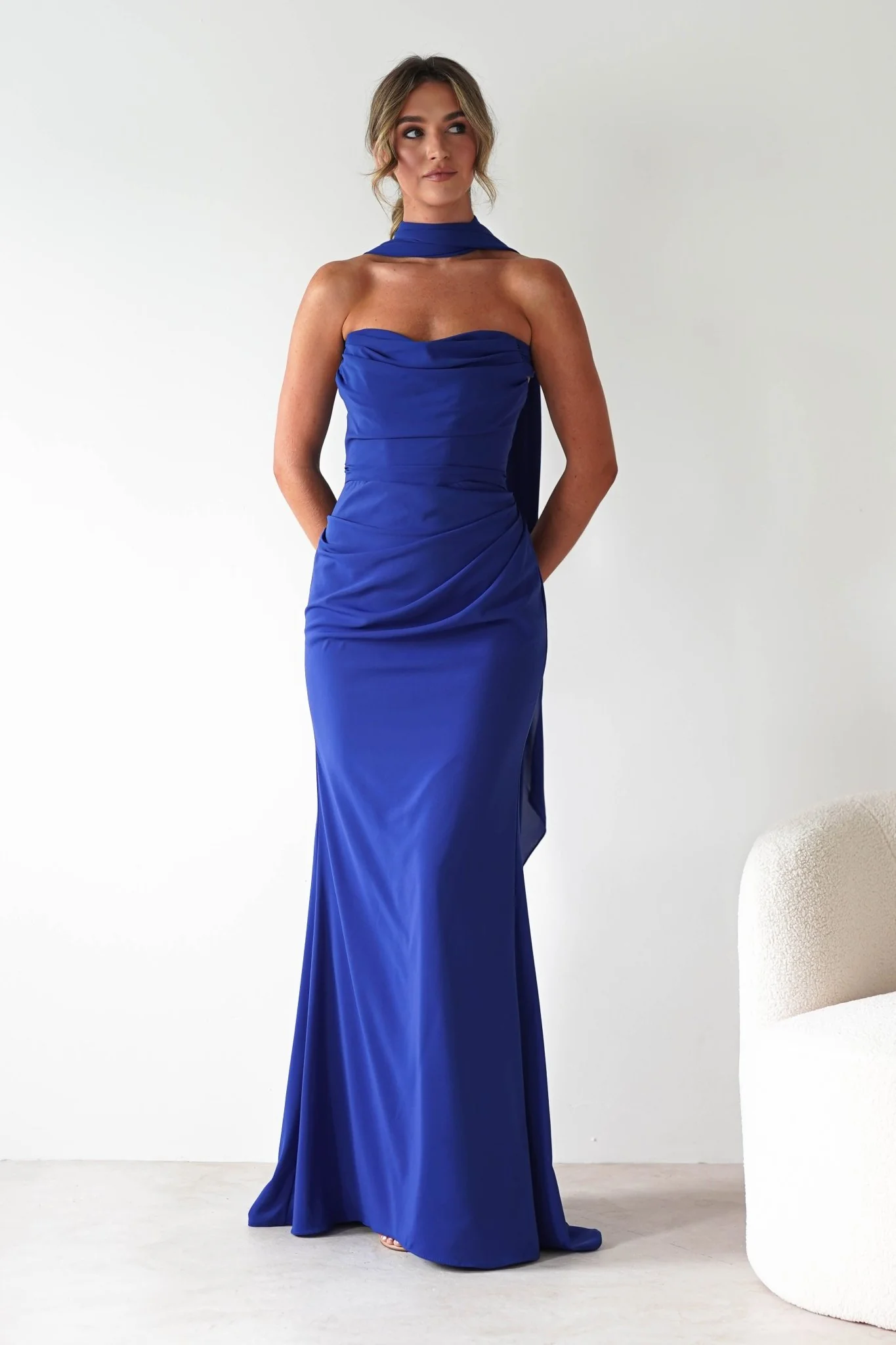 Lisa Multiway Chiffon Gown | Cobalt Blue - Image 12