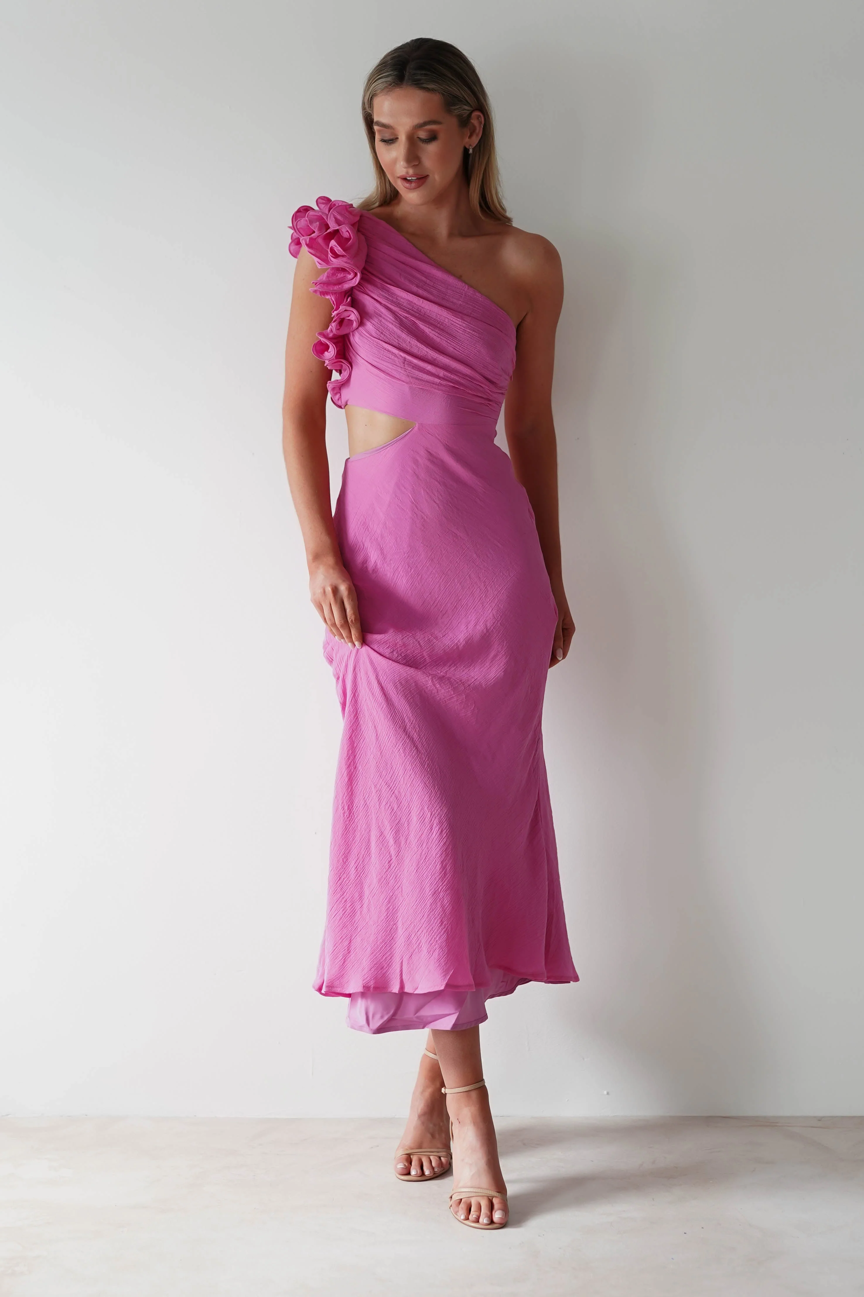 Logen Ruffle Sleeve Midaxi | Pink - Image 5
