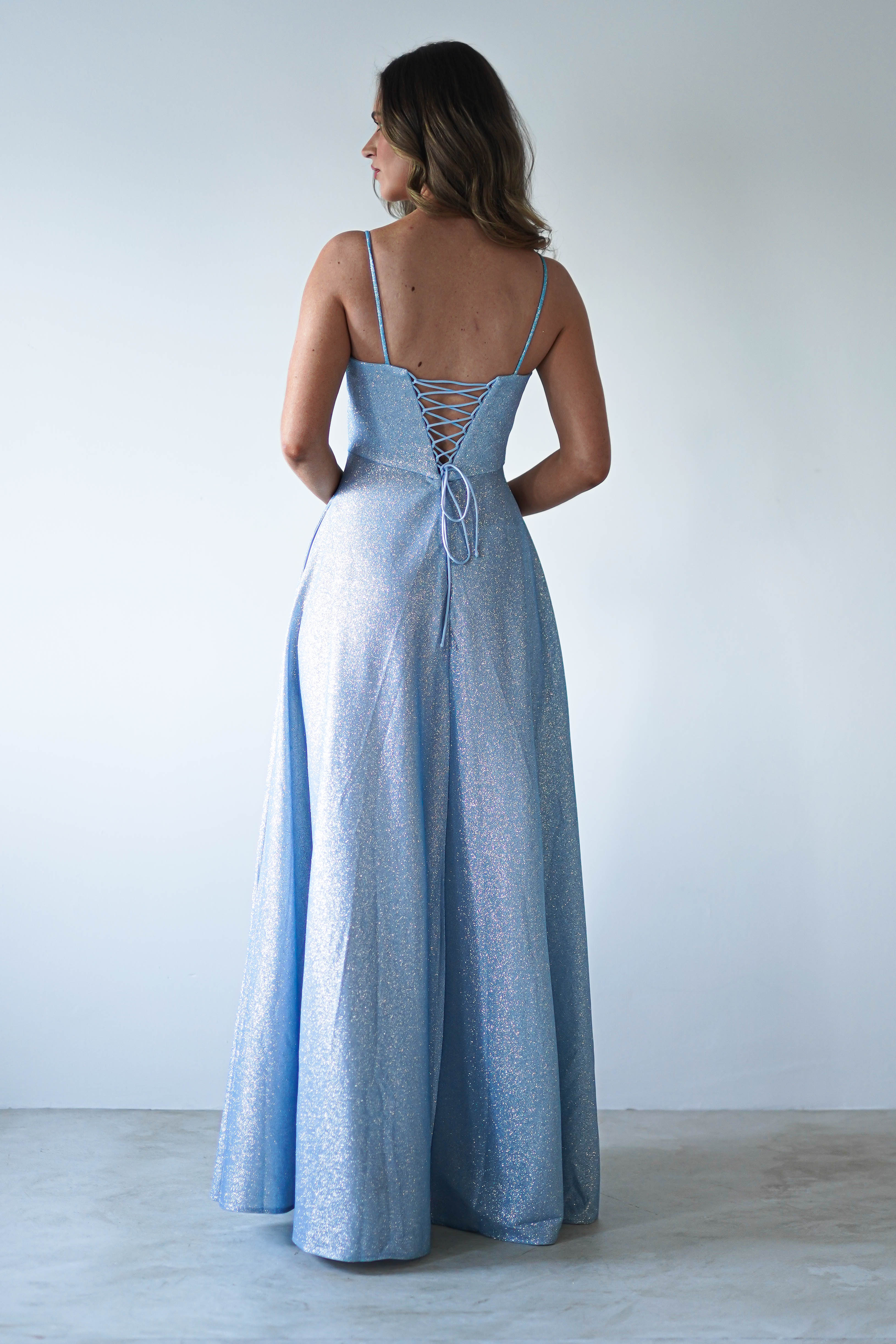 Luna Glitter Corset Aline Gown | Blue - Image 6