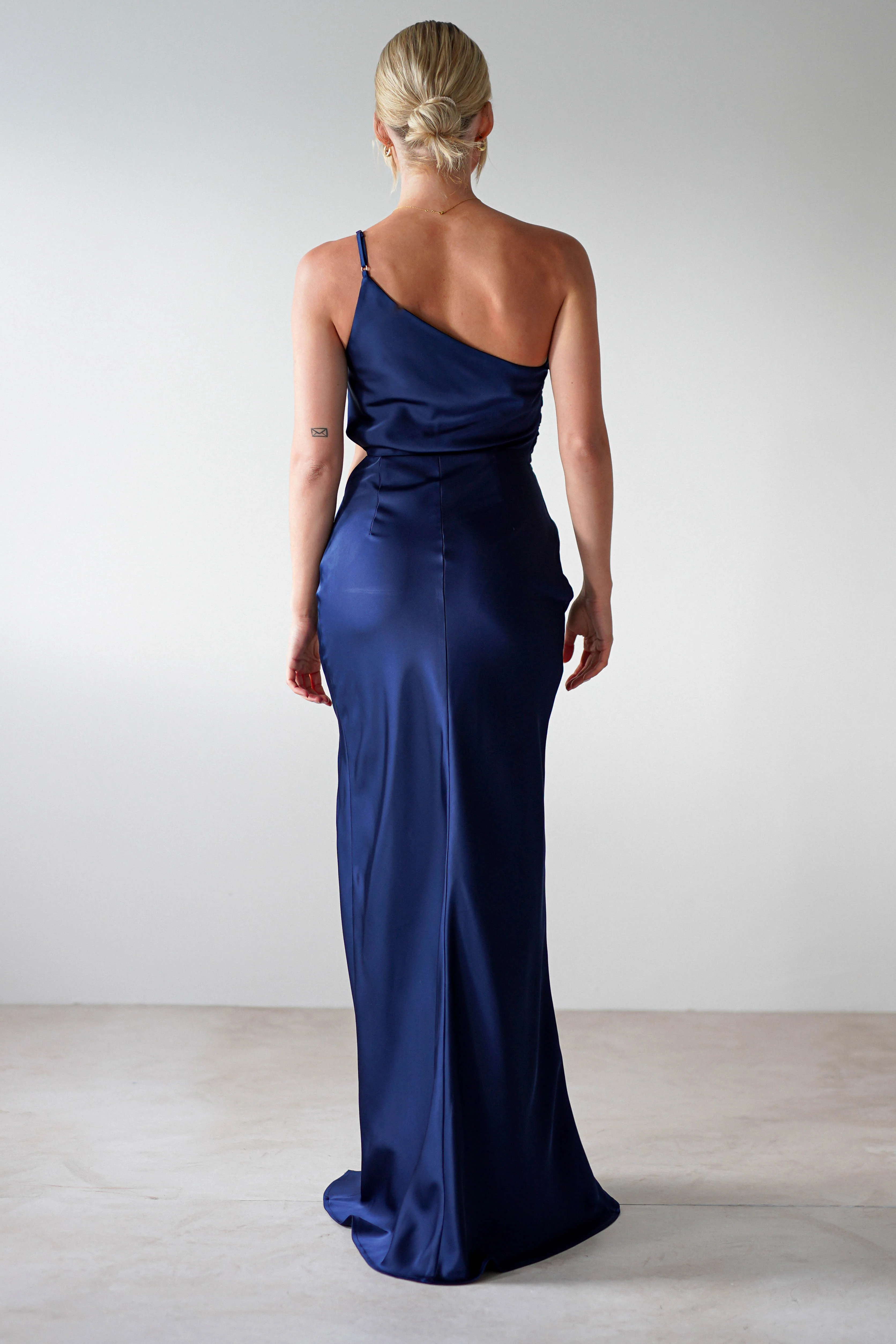 Lyra Soft Matte Satin Maxi Dress | Navy - Image 8