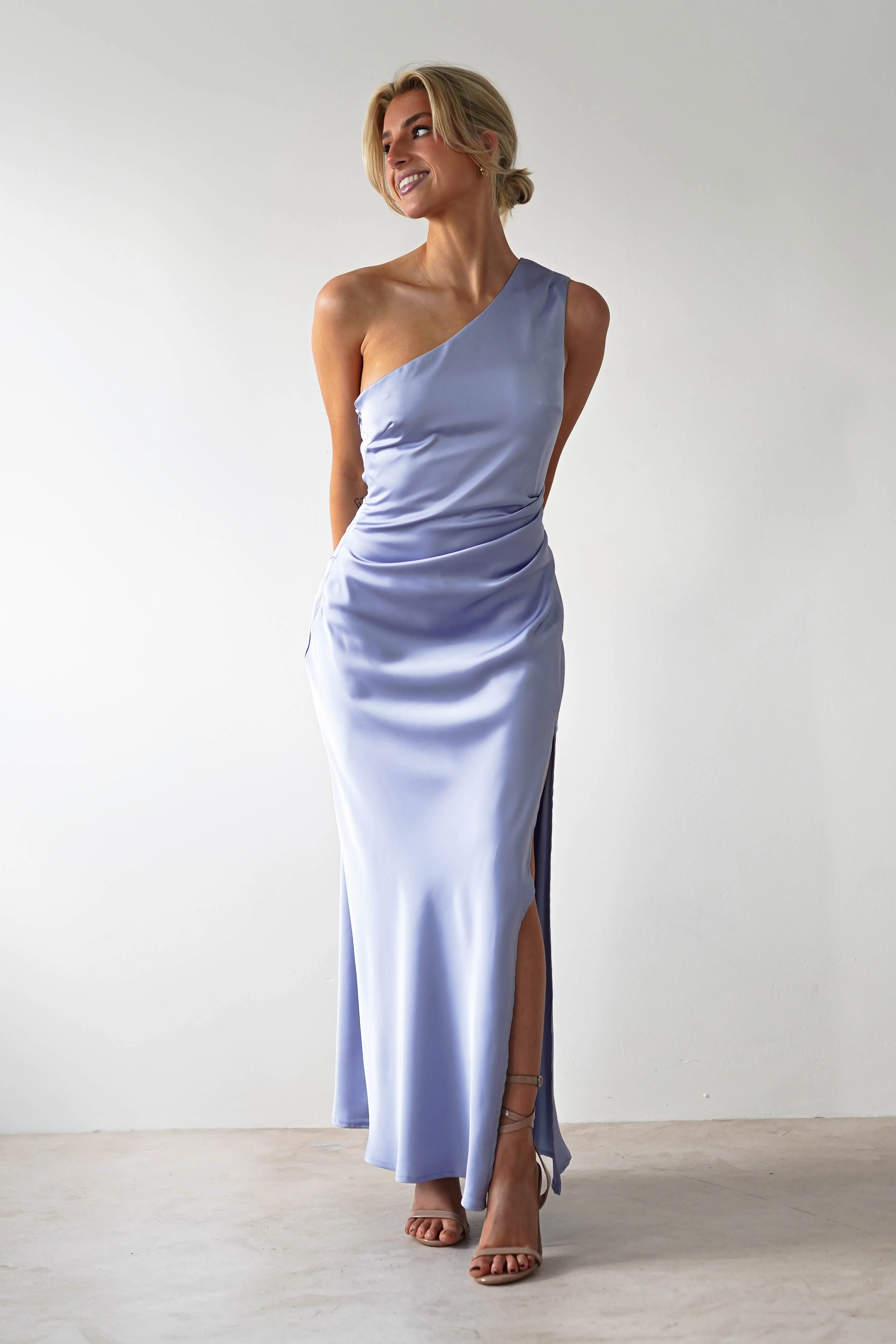 Meera Soft Matte Satin Midaxi Dress | Periwinkle Blue - Image 8