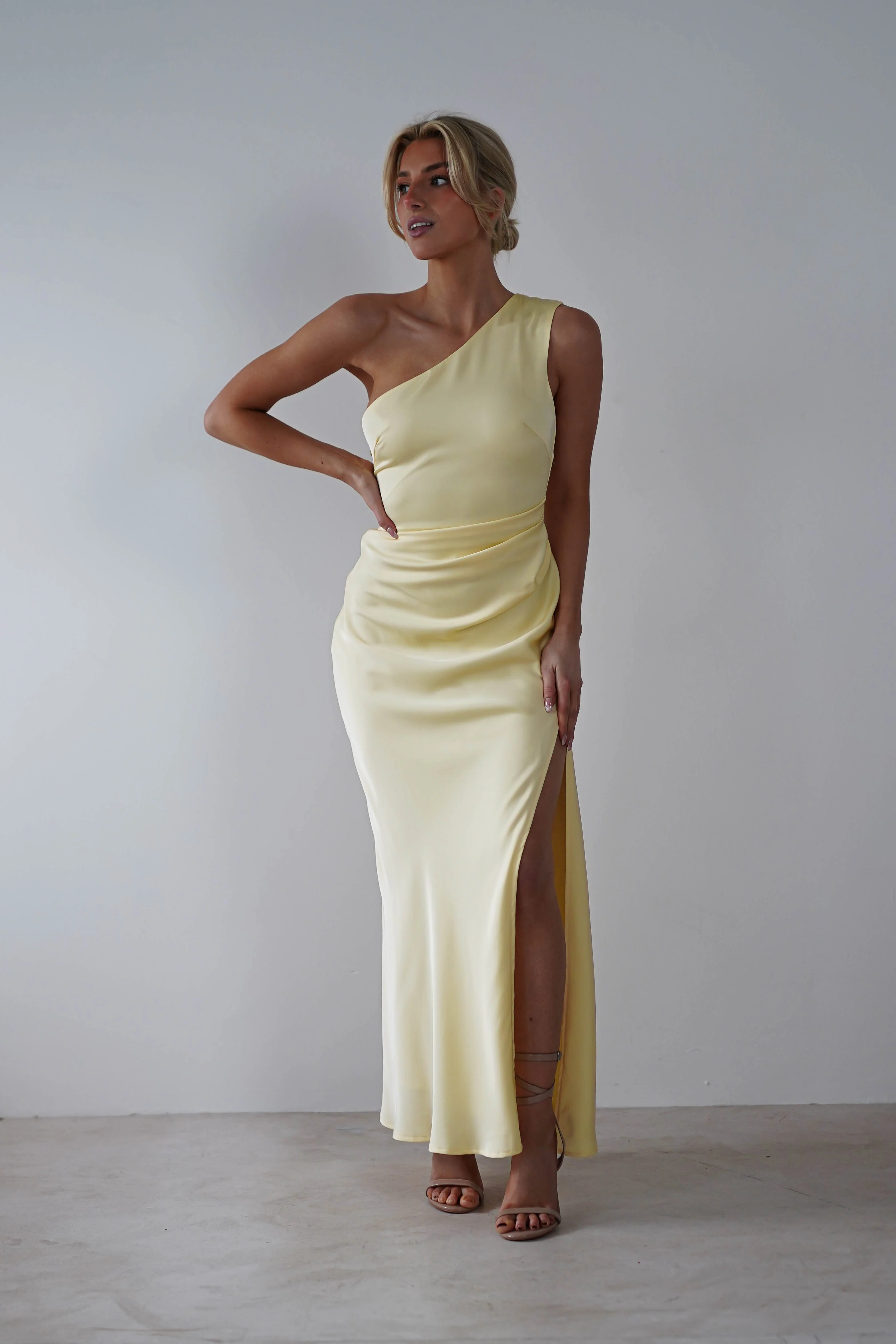 Meera Soft Matte Satin Midaxi Dress | Yellow - Image 10