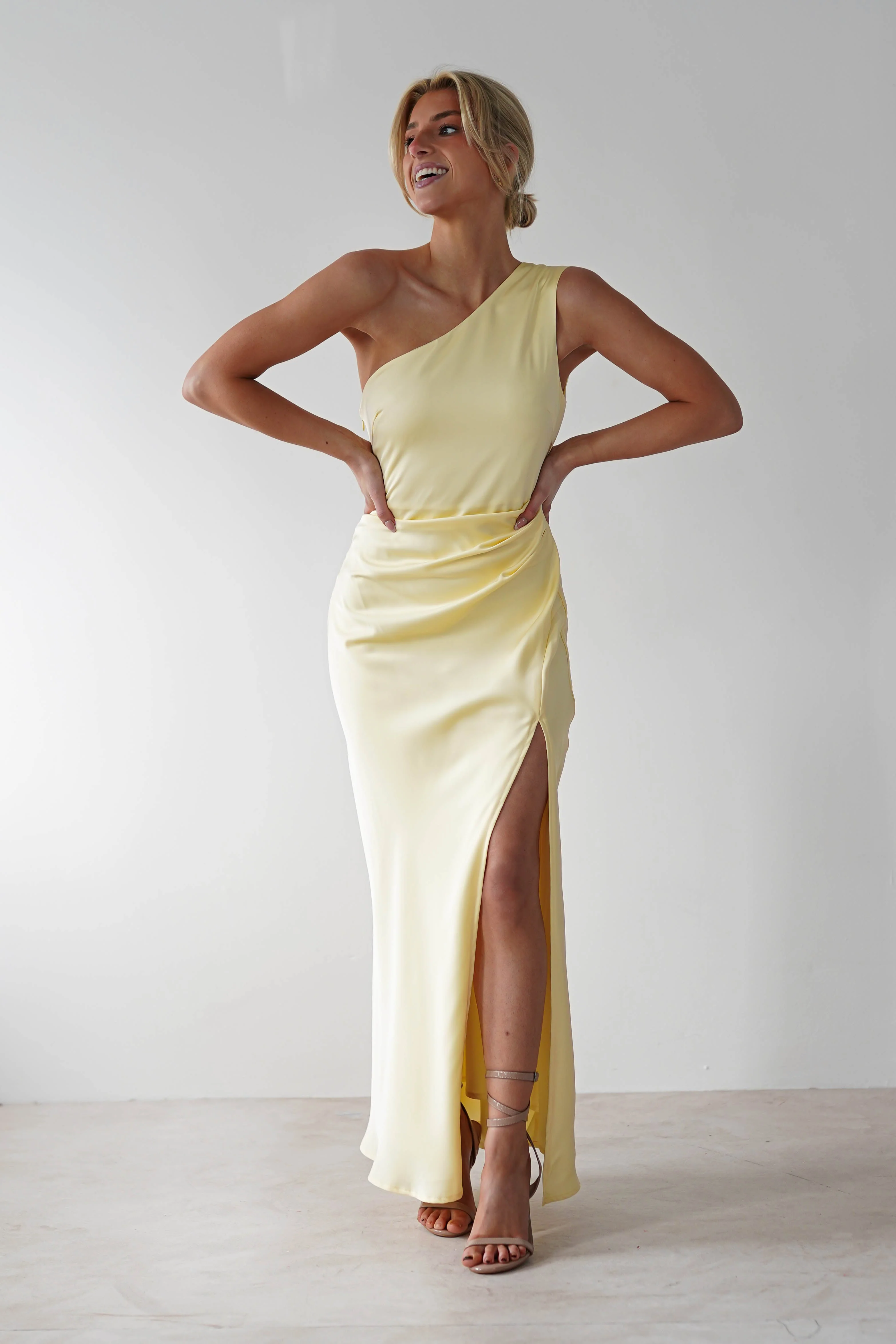 Meera Soft Matte Satin Midaxi Dress | Yellow - Image 9