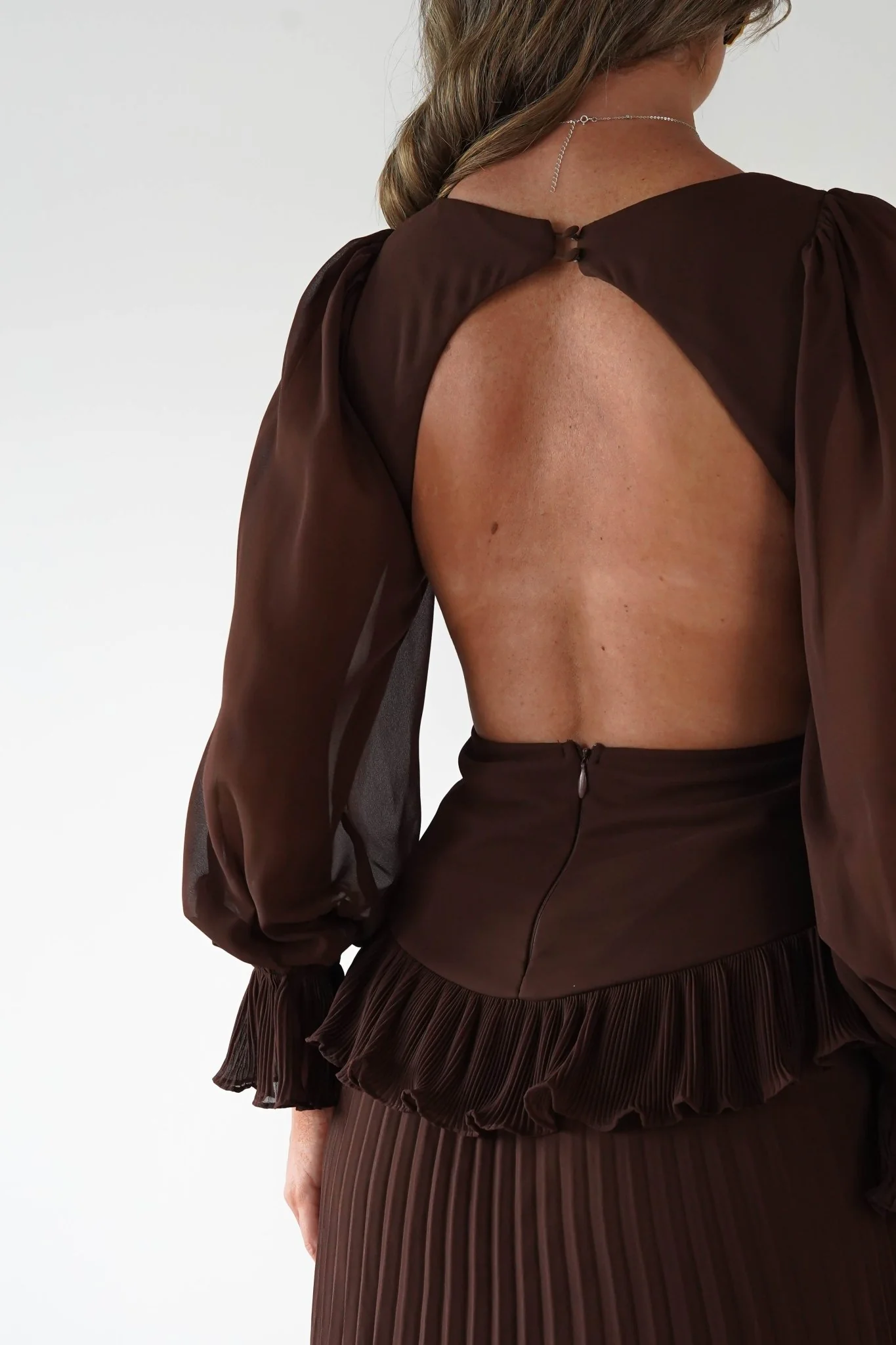 Middleton Pleated Maxi Dress | Brown - Image 10