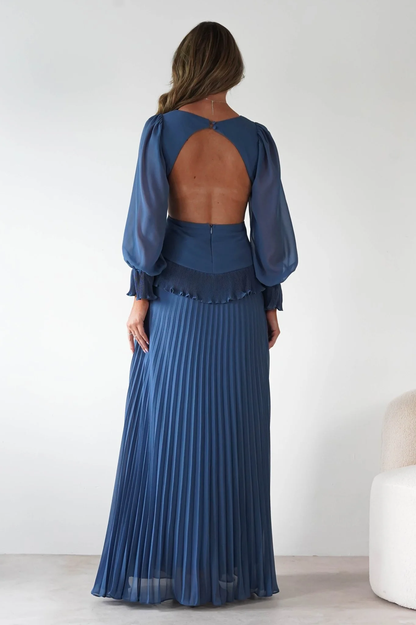 Middleton Pleated Maxi Dress | Slate Blue - Image 9