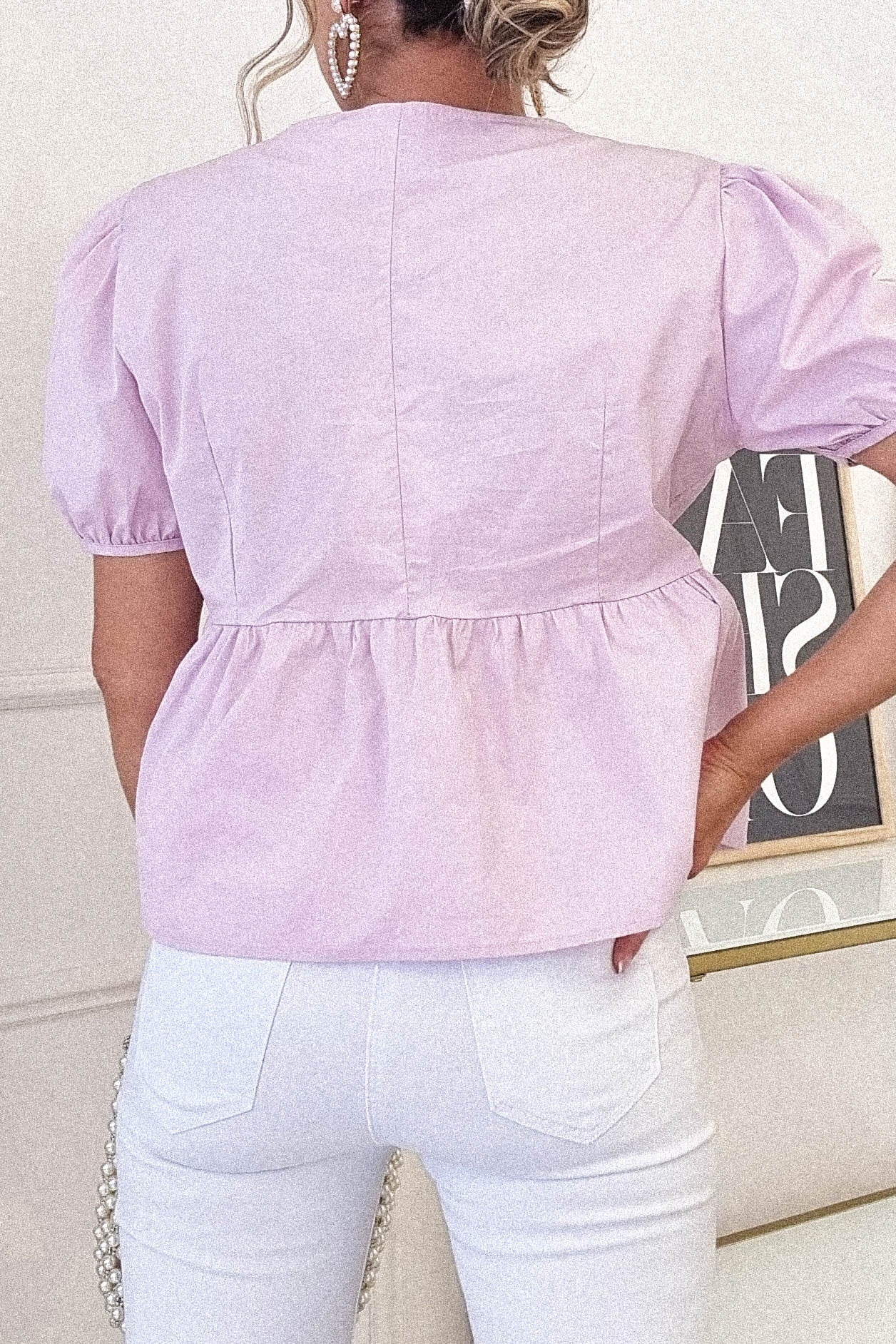 Minnie Bow Detail Blouse | Lilac - Image 4