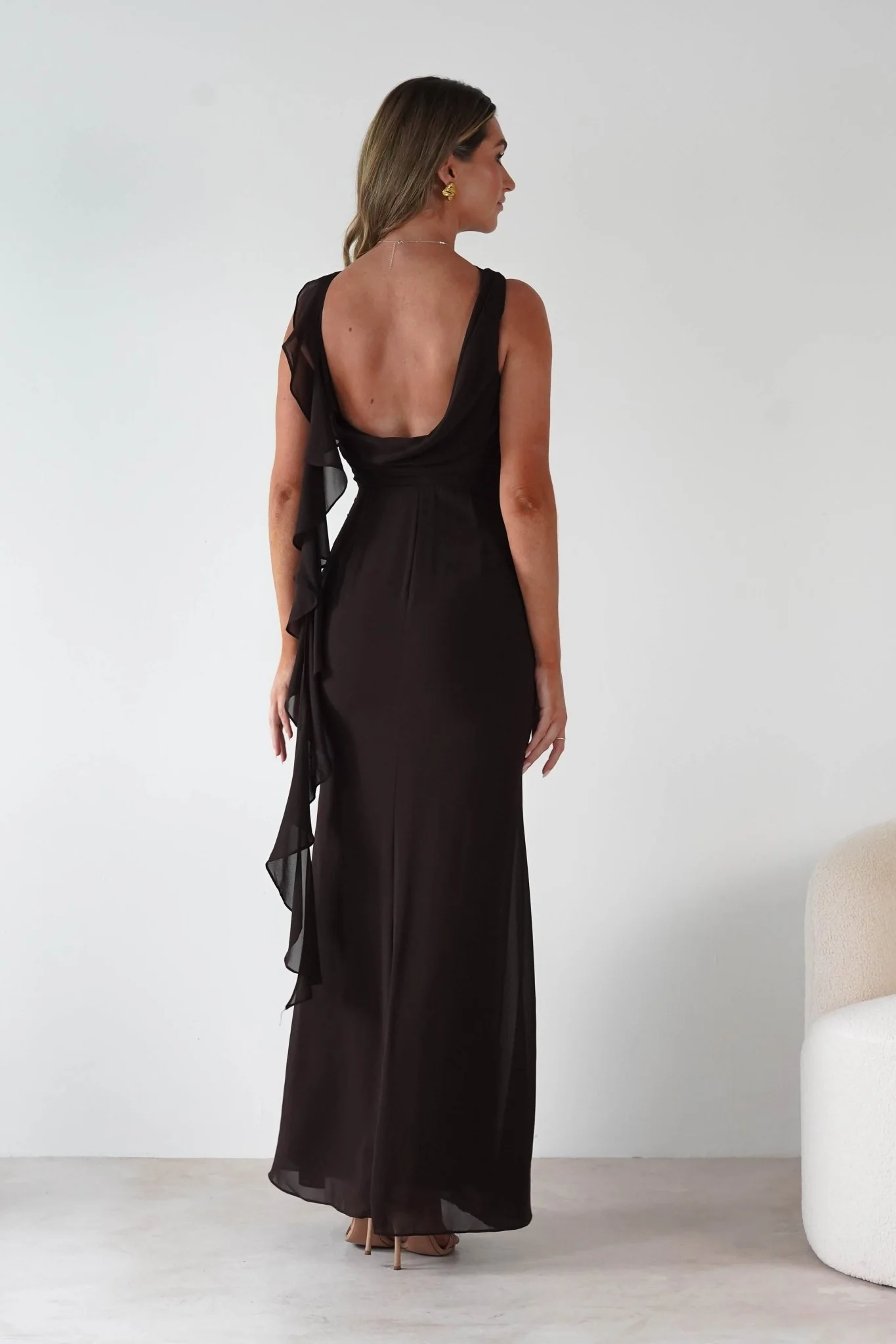 Montana Chiffon Maxi Dress | Brown - Image 11