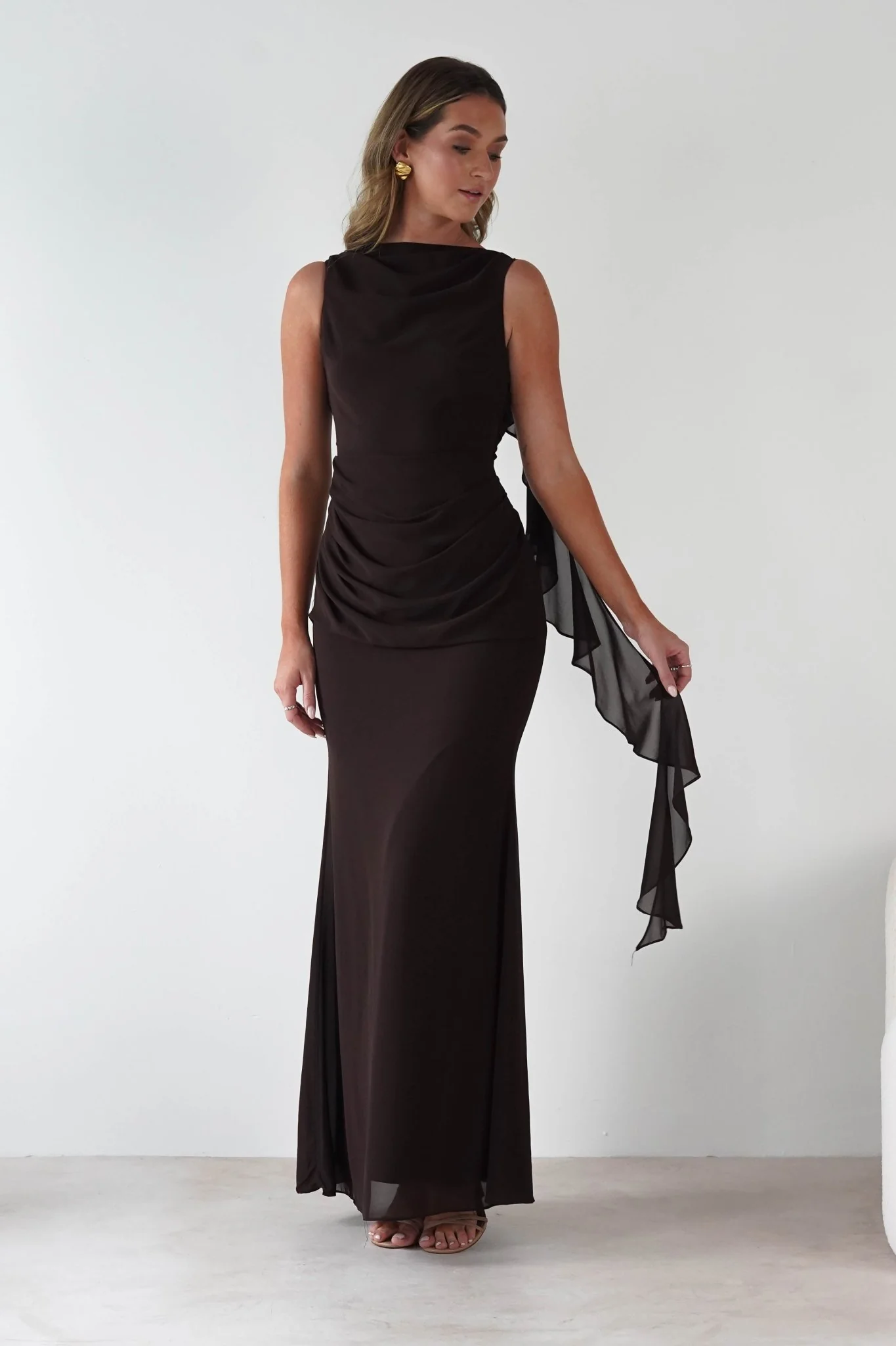 Montana Chiffon Maxi Dress | Brown - Image 2