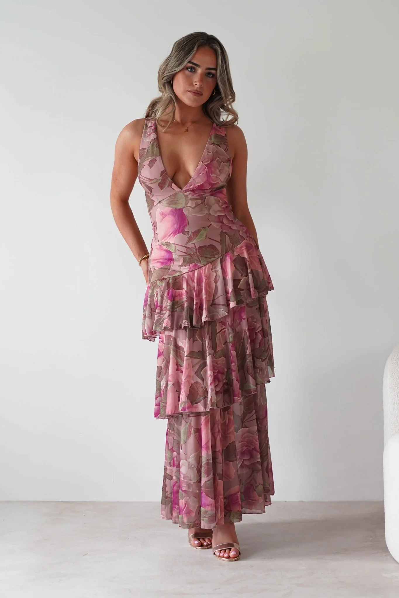 Morgana Floral Ruffle Maxi Dress | Mixed Print - Image 8