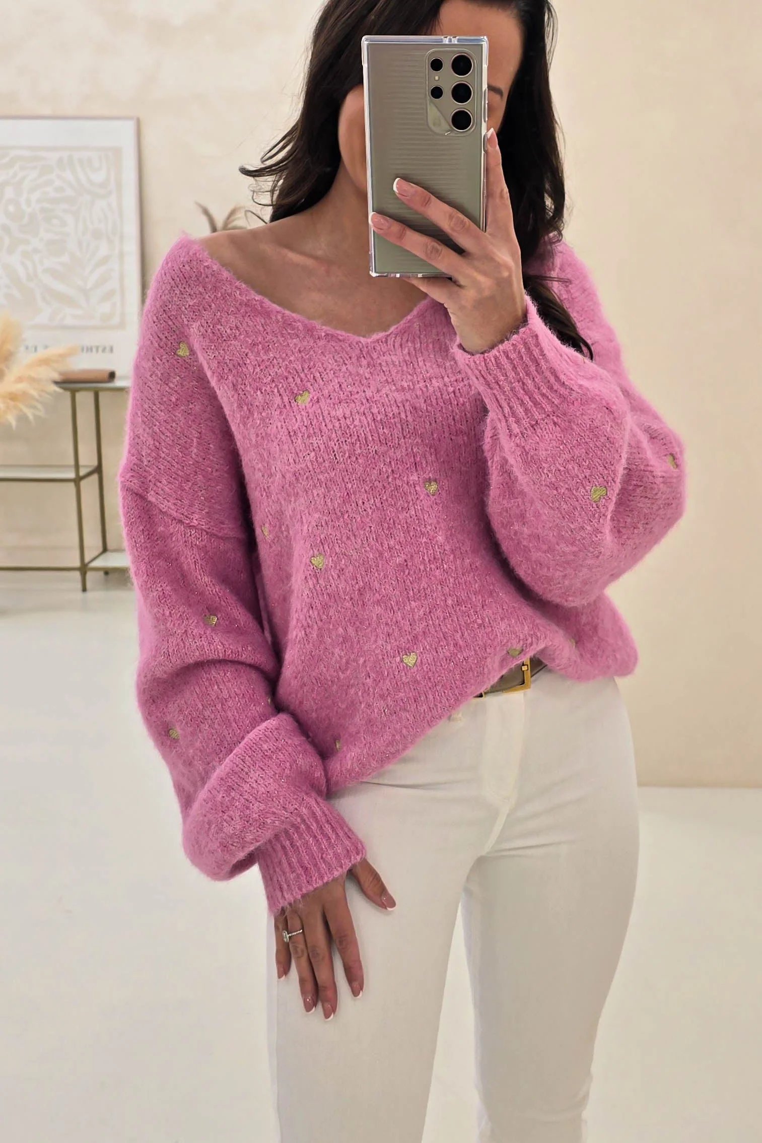 Nadine Soft Heart Detail Jumper | Pink - Image 4