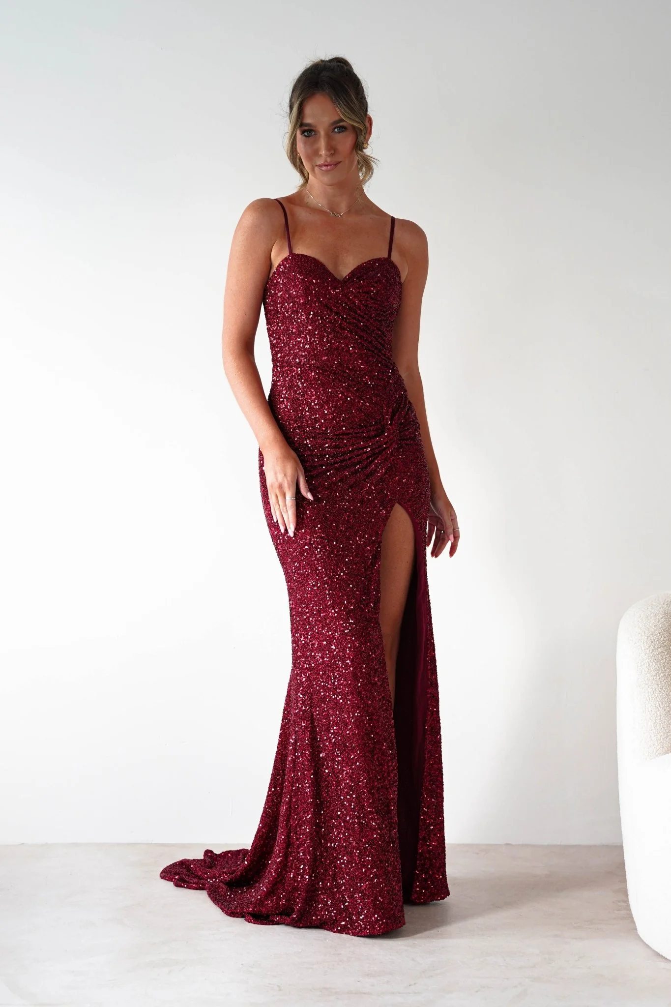 Nalita Bodycon Sequin Gown | Deep Red