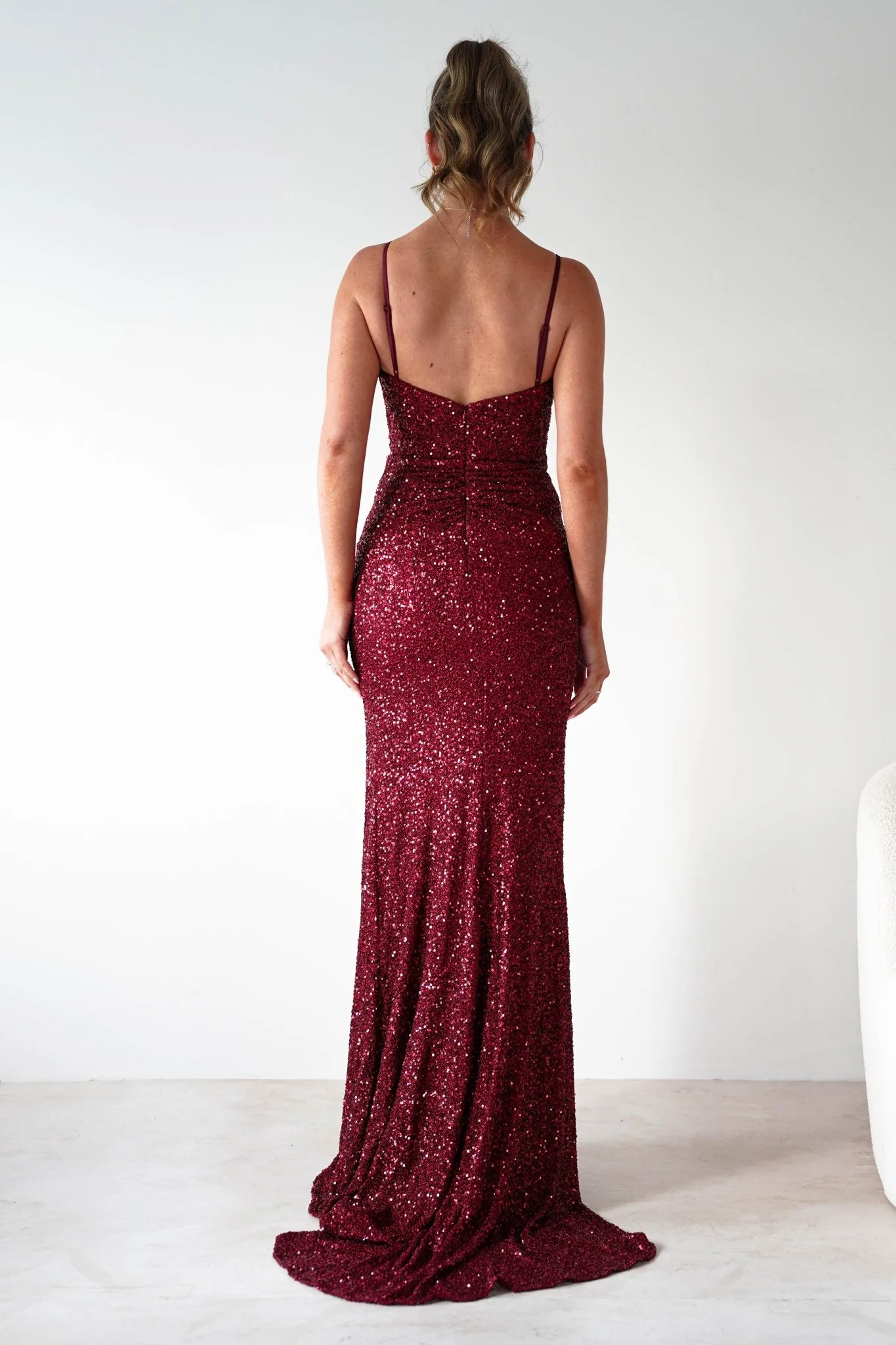 Nalita Bodycon Sequin Gown | Deep Red - Image 5