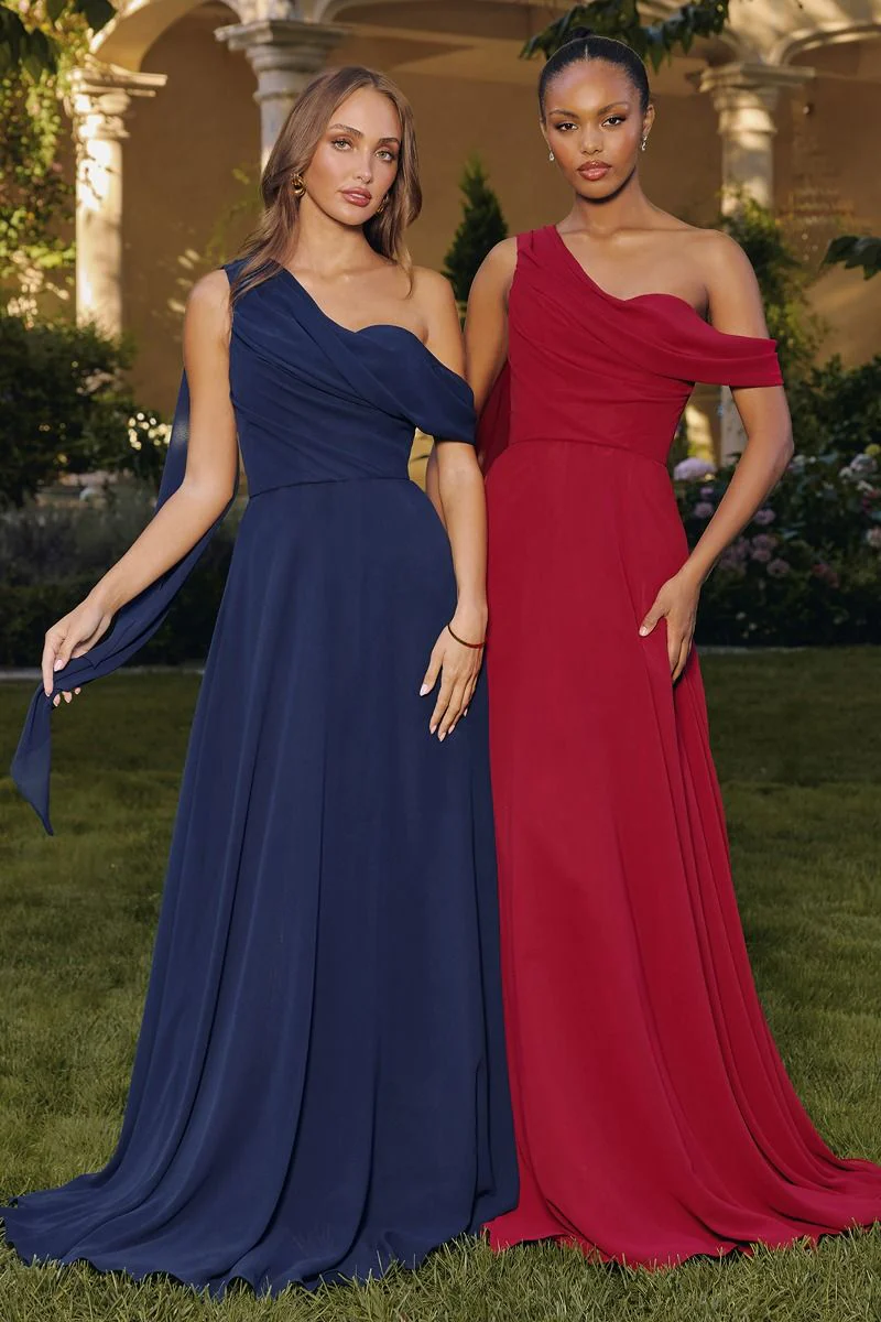 Ninette Off The Shoulder Chiffon Maxi Dress | Navy - Image 3