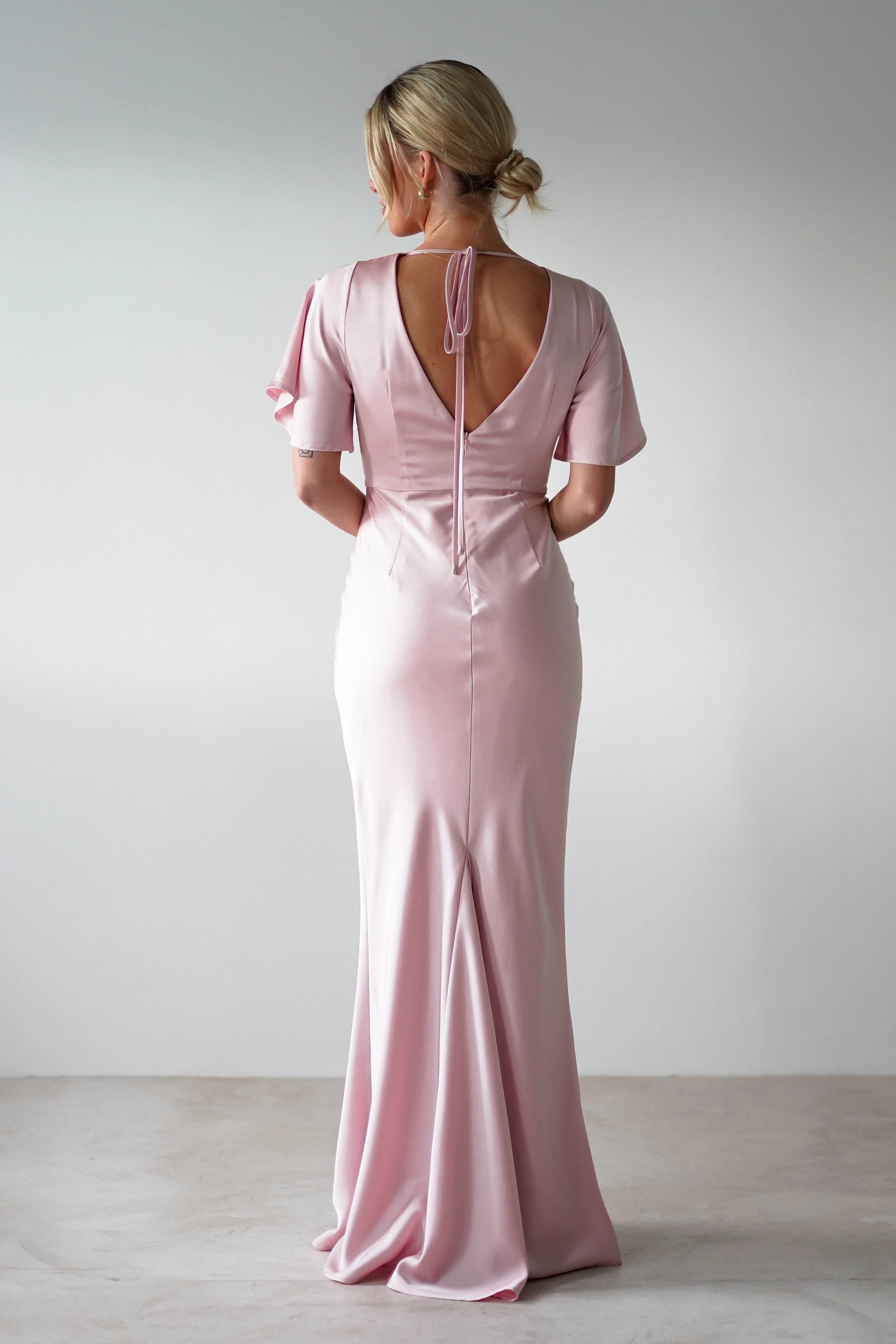 Olivia Soft Matte Satin Maxi Dress | Blush Pink - Image 2