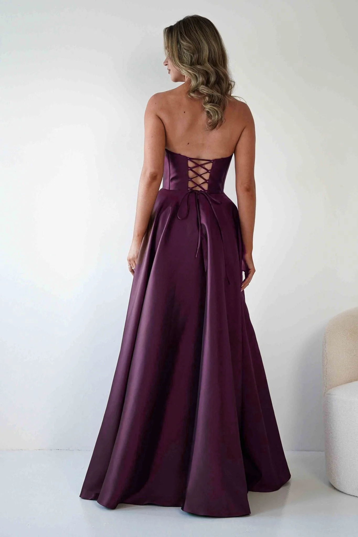 Pepper Strapless A-Line Maxi Gown | Berry - Image 2