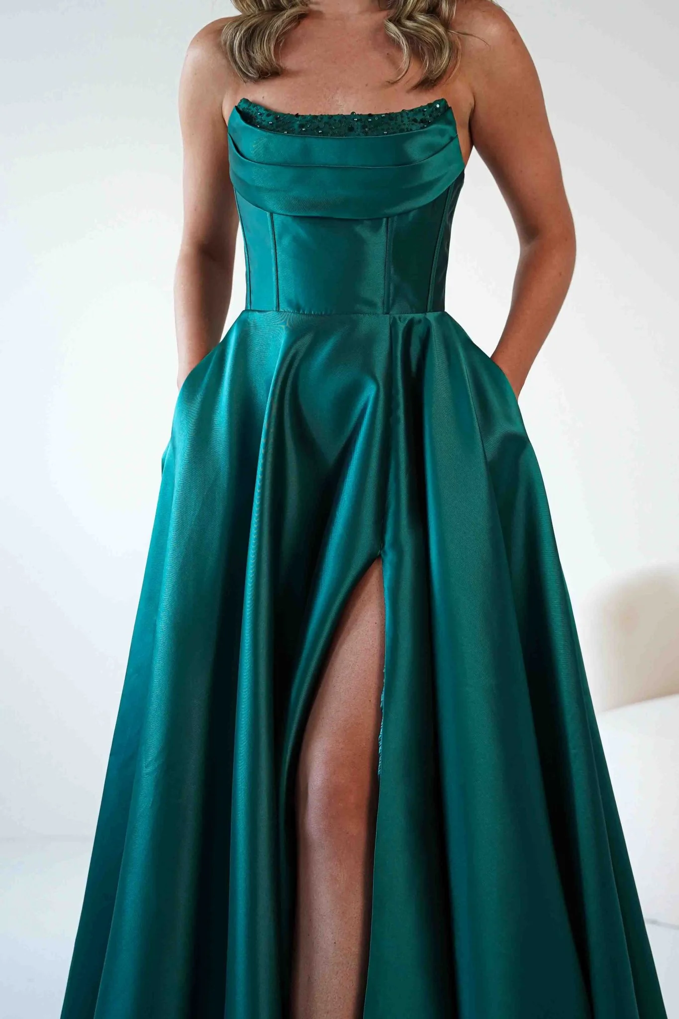 Pepper Strapless A-Line Maxi Gown | Emerald Green - Image 5