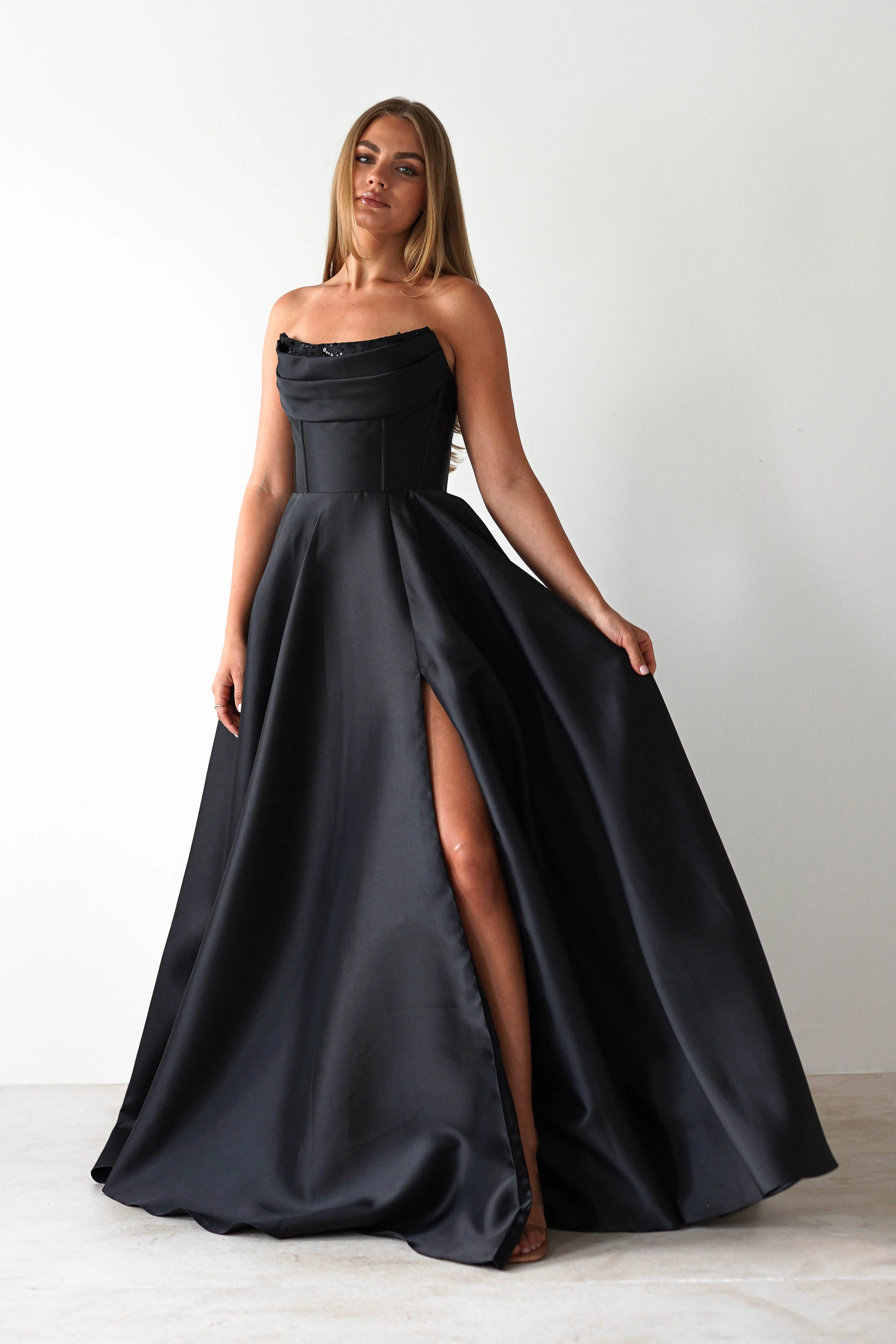 Pepper Strapless A-Line Maxi Gown | Black - Image 2