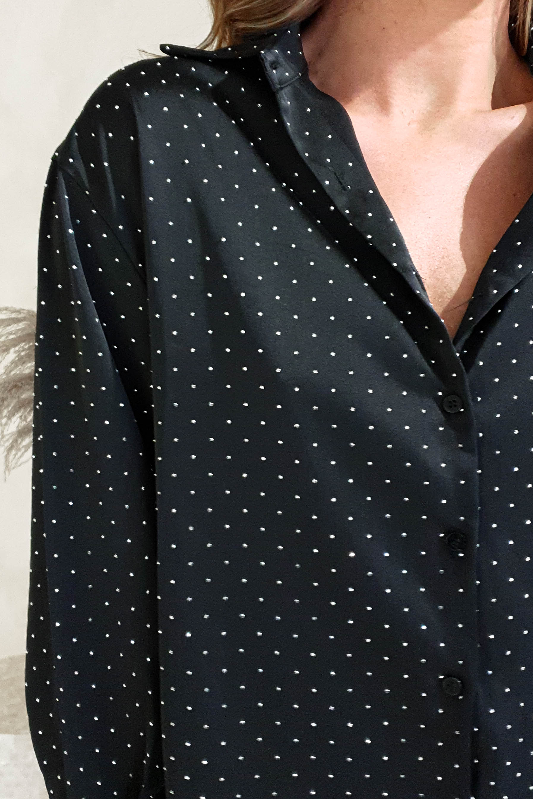 Peta Dimonte Sparkle Satin Blouse | Black - Image 4