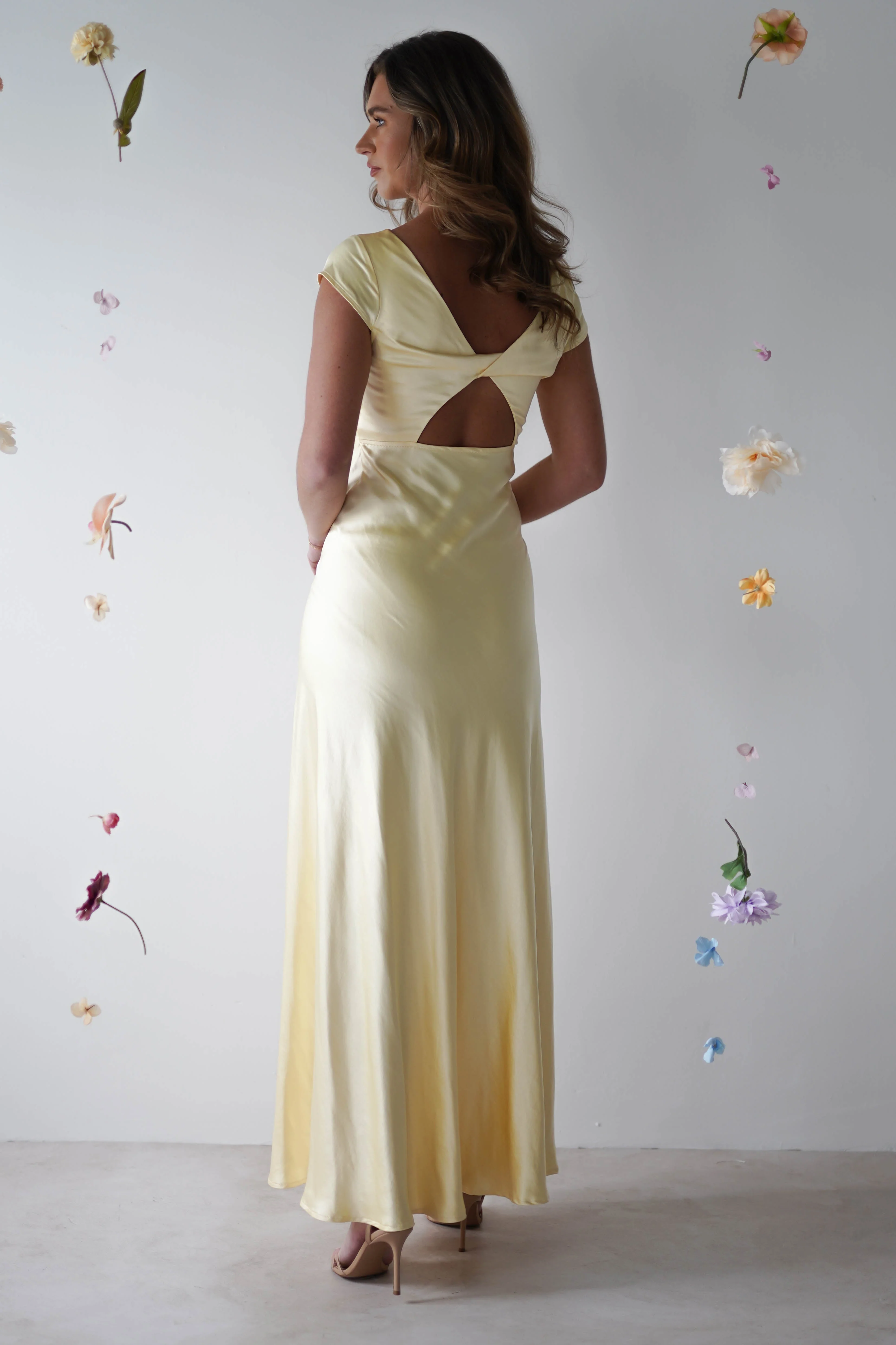 Ramona Soft Satin Maxi Dress | Yellow - Image 3