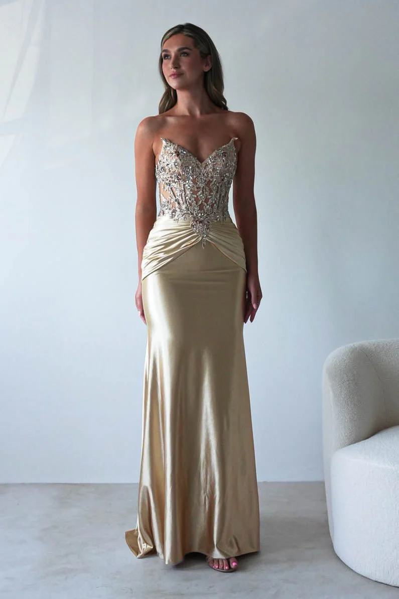 Raquel Bodycon Embellished Gown | Gold - Image 3