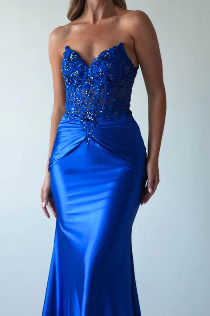 Raquel Bodycon Embellished Gown | Royal Blue - Image 3