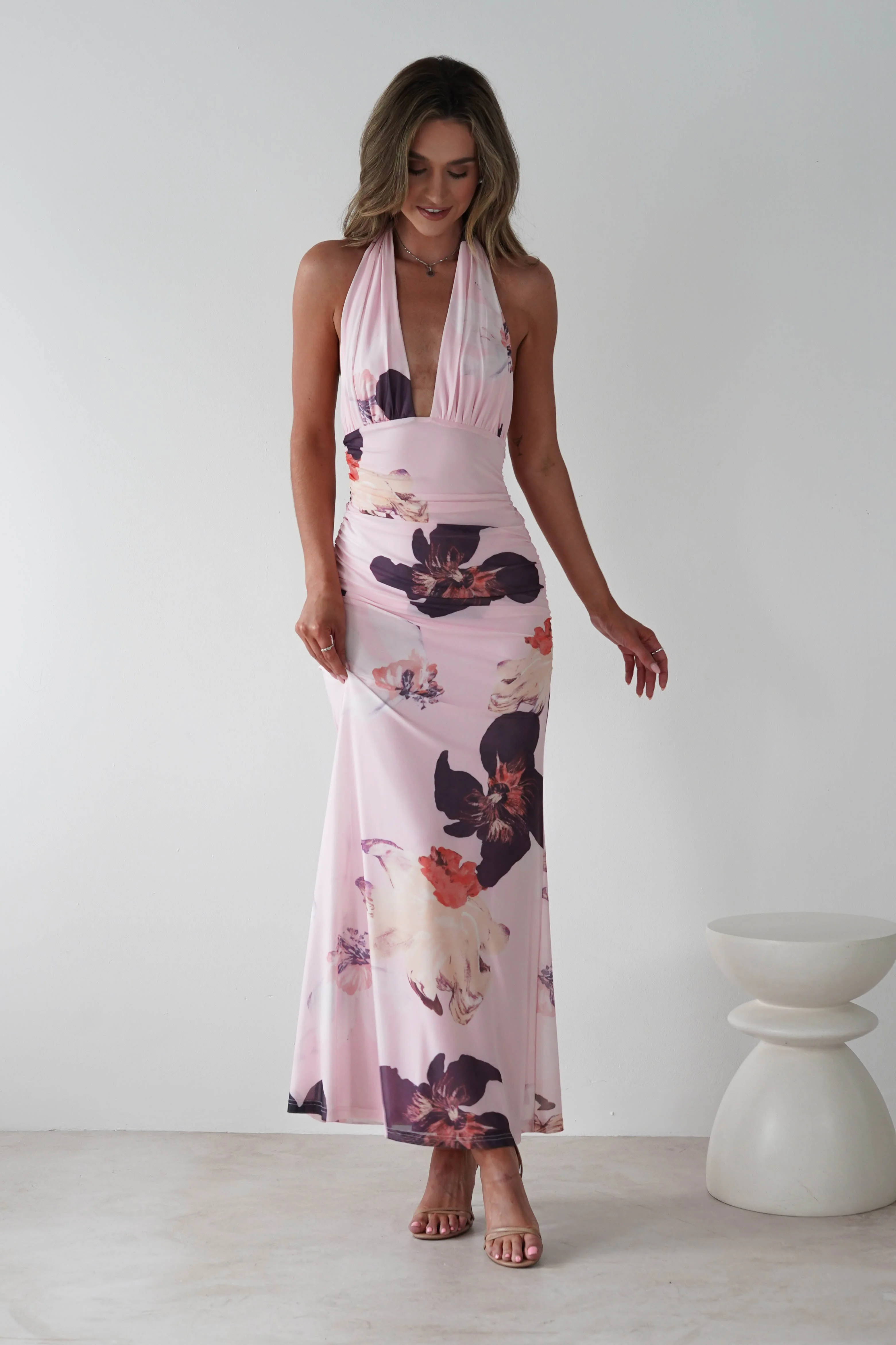 Rhoda Floral Print Mesh Maxi Dress | Light Pink - Image 5