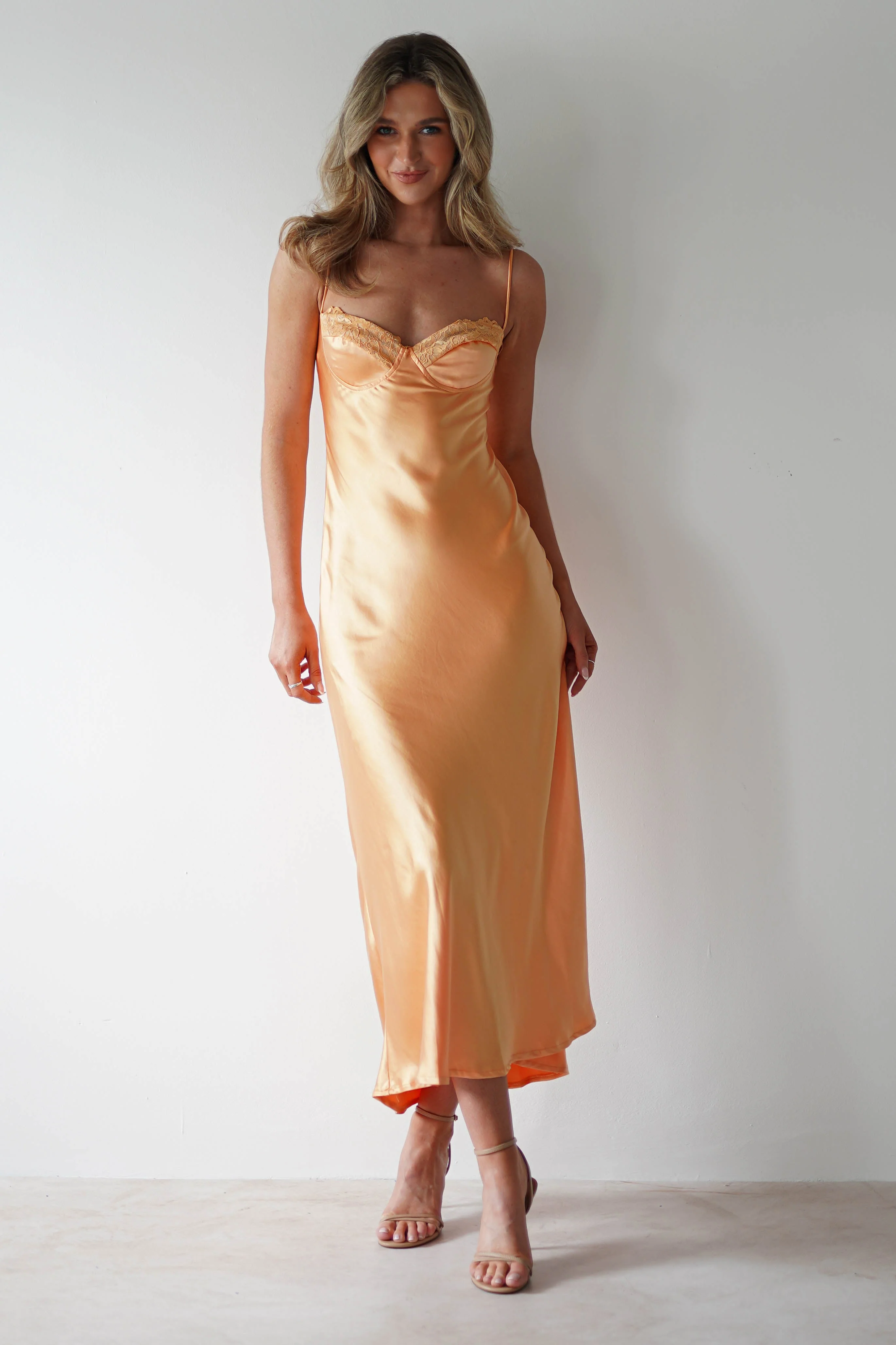 Ricci Soft Satin Maxi Dress | Melon - Image 6