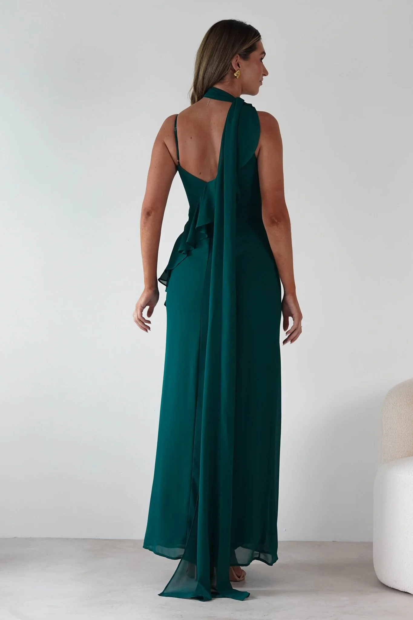 Rosella Ruffle Detail Maxi Dress | Emerald - Image 5