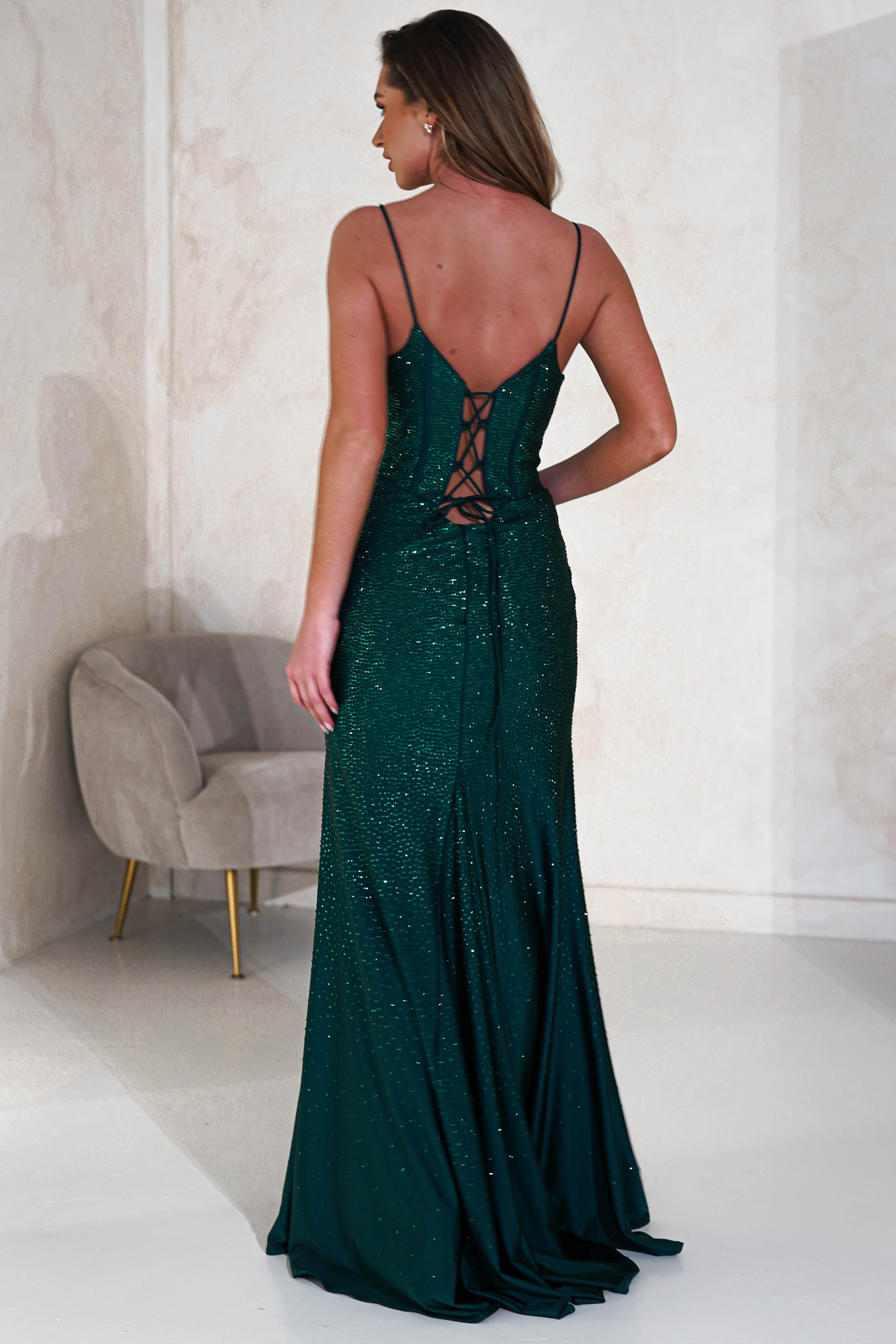 Sabrina Diamante Gown | Emerald Green - Image 5