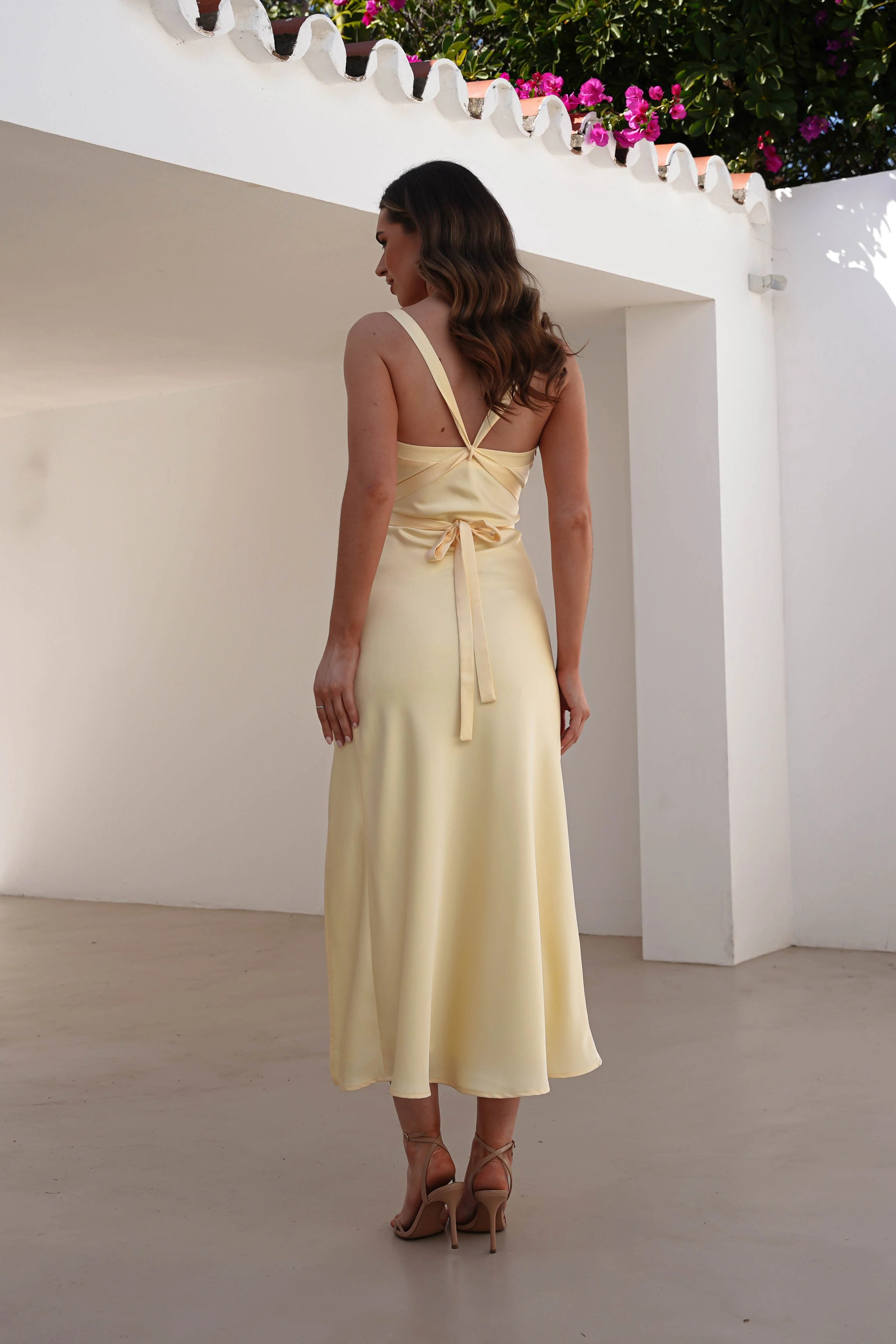 Salma Soft Matte Satin Midaxi Dress | Yellow - Image 5