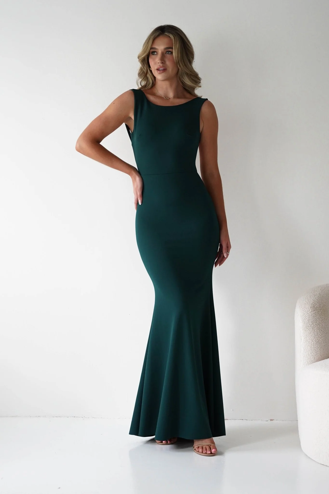 Samantha Bow Detail Maxi Dress | Emerald Green - Image 2