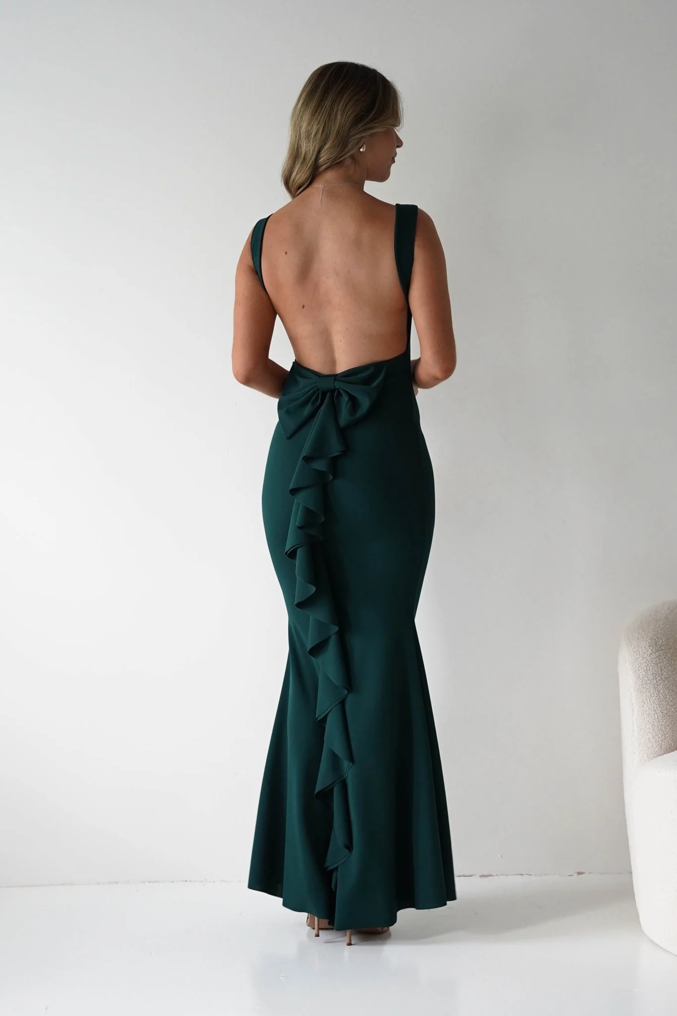 Samantha Bow Detail Maxi Dress | Emerald Green - Image 3