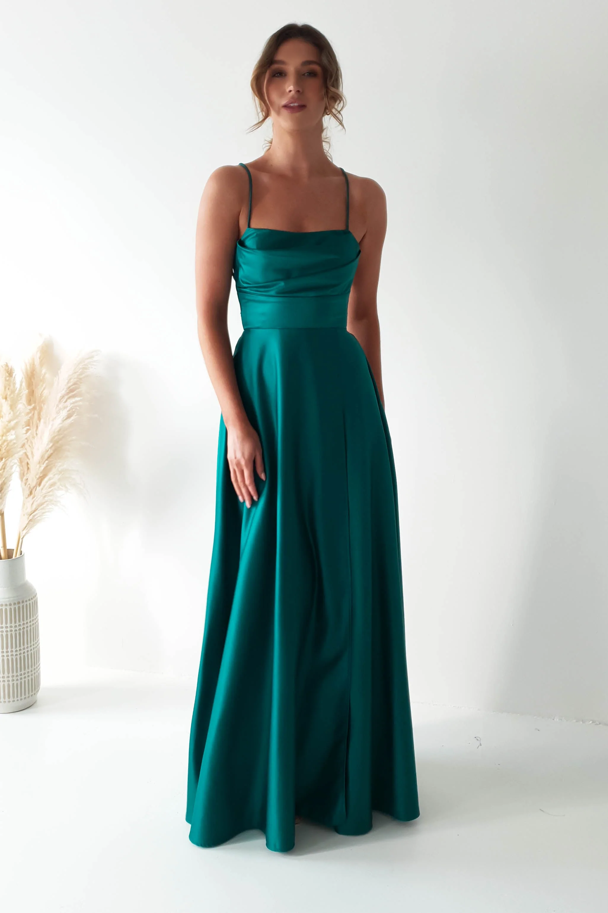 Shantal Satin Gown | Teal Green - Image 5