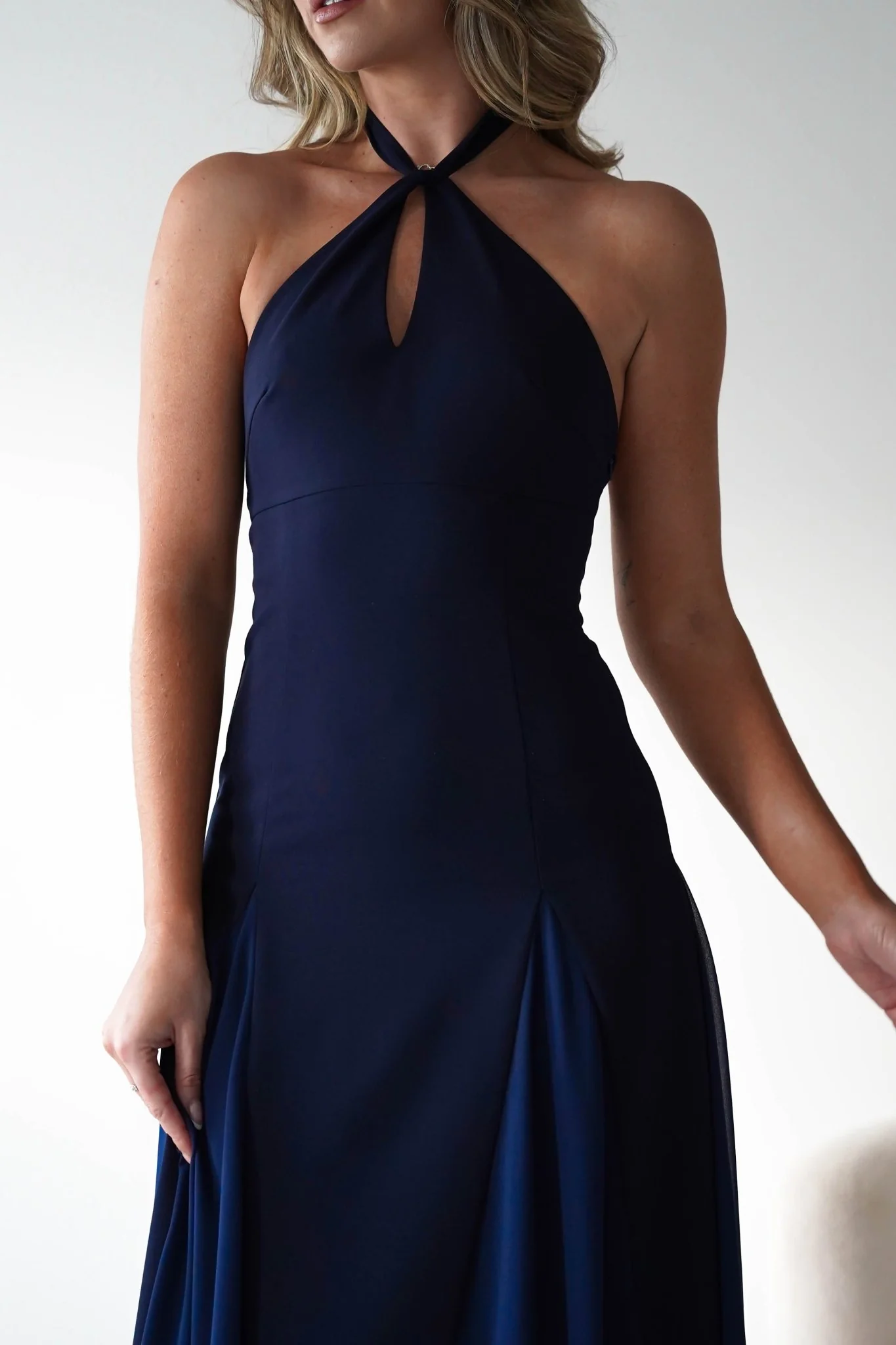 Silvana Halterneck Panel Maxi Dress | Navy - Image 5