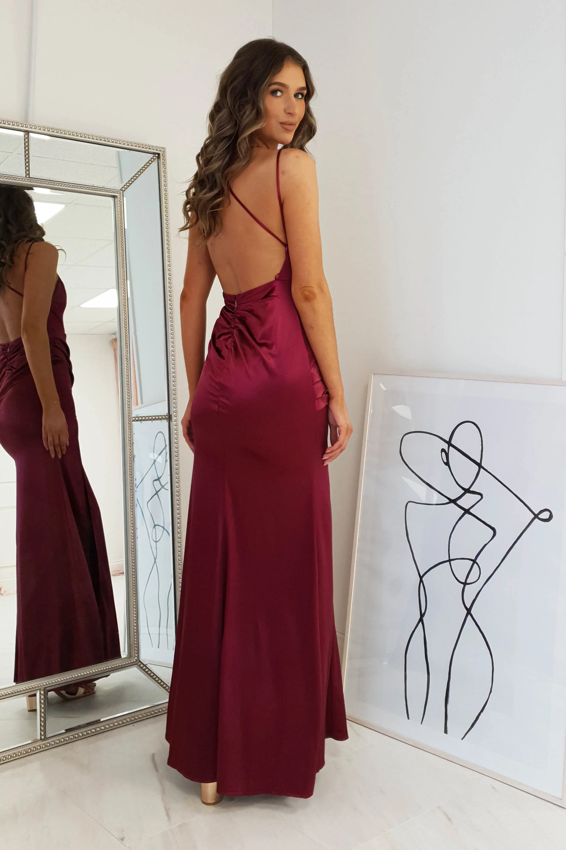 Simone Satin Gown | Burgundy - Image 5