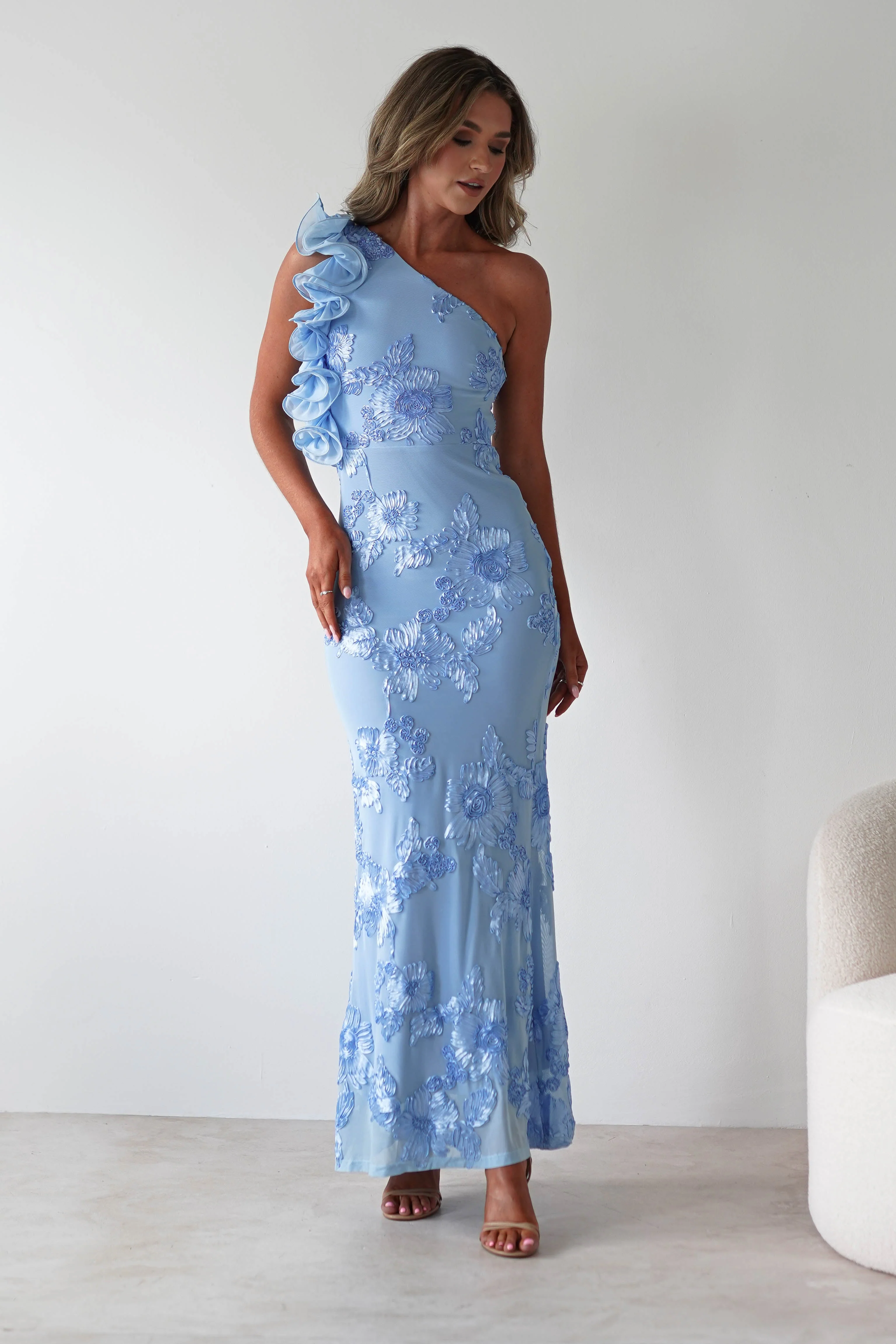 Siren Bodycon Maxi Dress | Blue Textured - Image 5