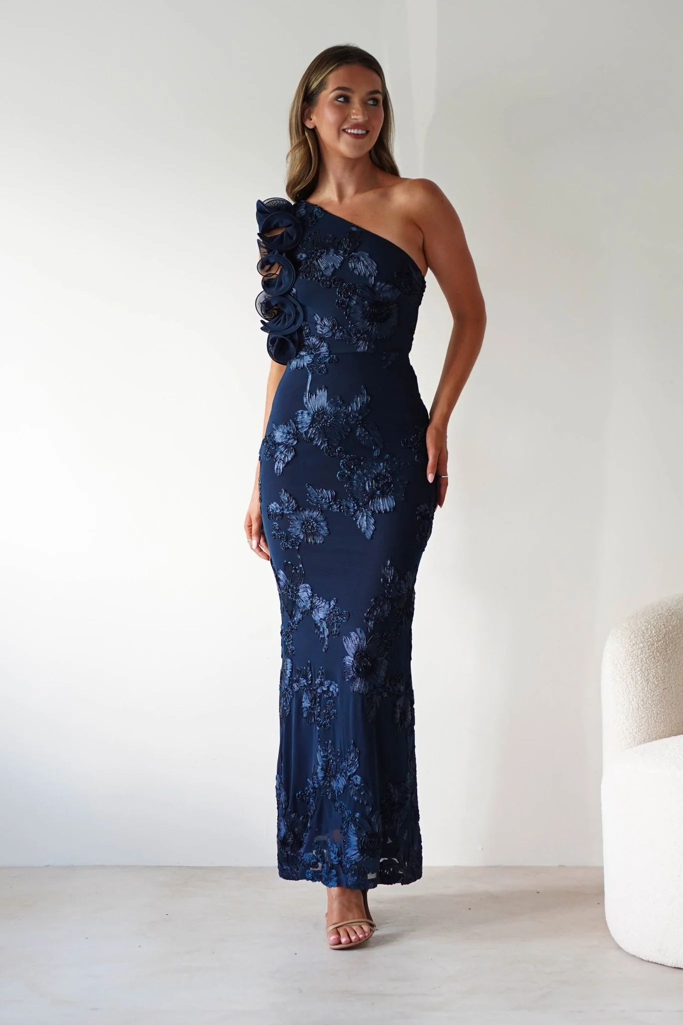 Siren Bodycon Maxi Dress | Navy Textured - Image 6