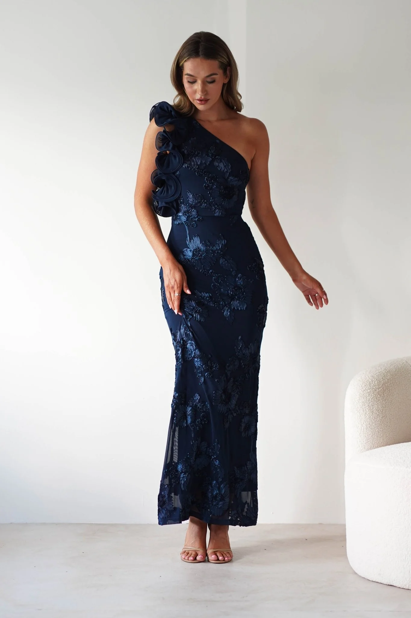 Siren Bodycon Maxi Dress | Navy Textured - Image 9