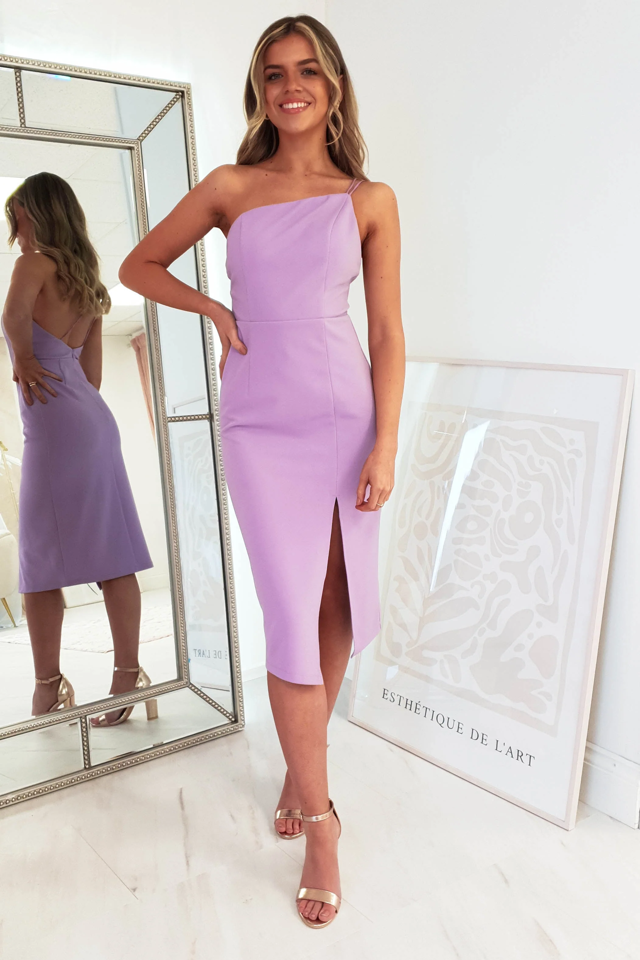 Sophia Bodycon Midi Dress | Lilac - Image 3
