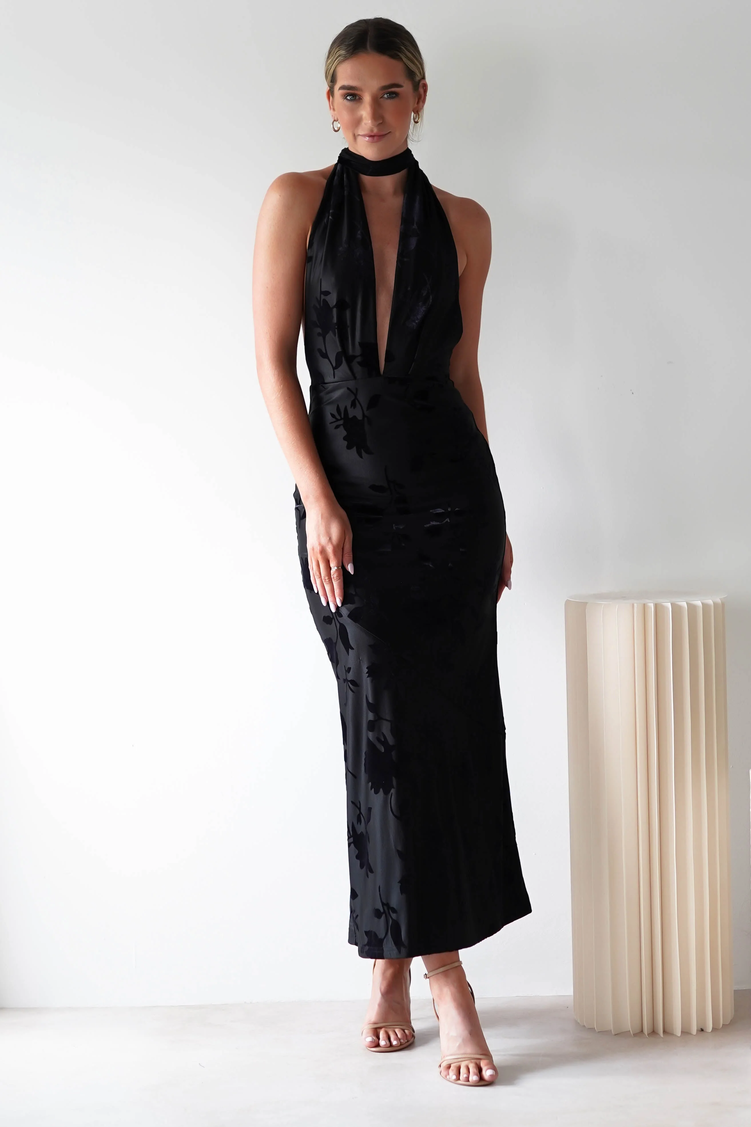 Tara Floral Jacquard Maxi Dress | Black - Image 10