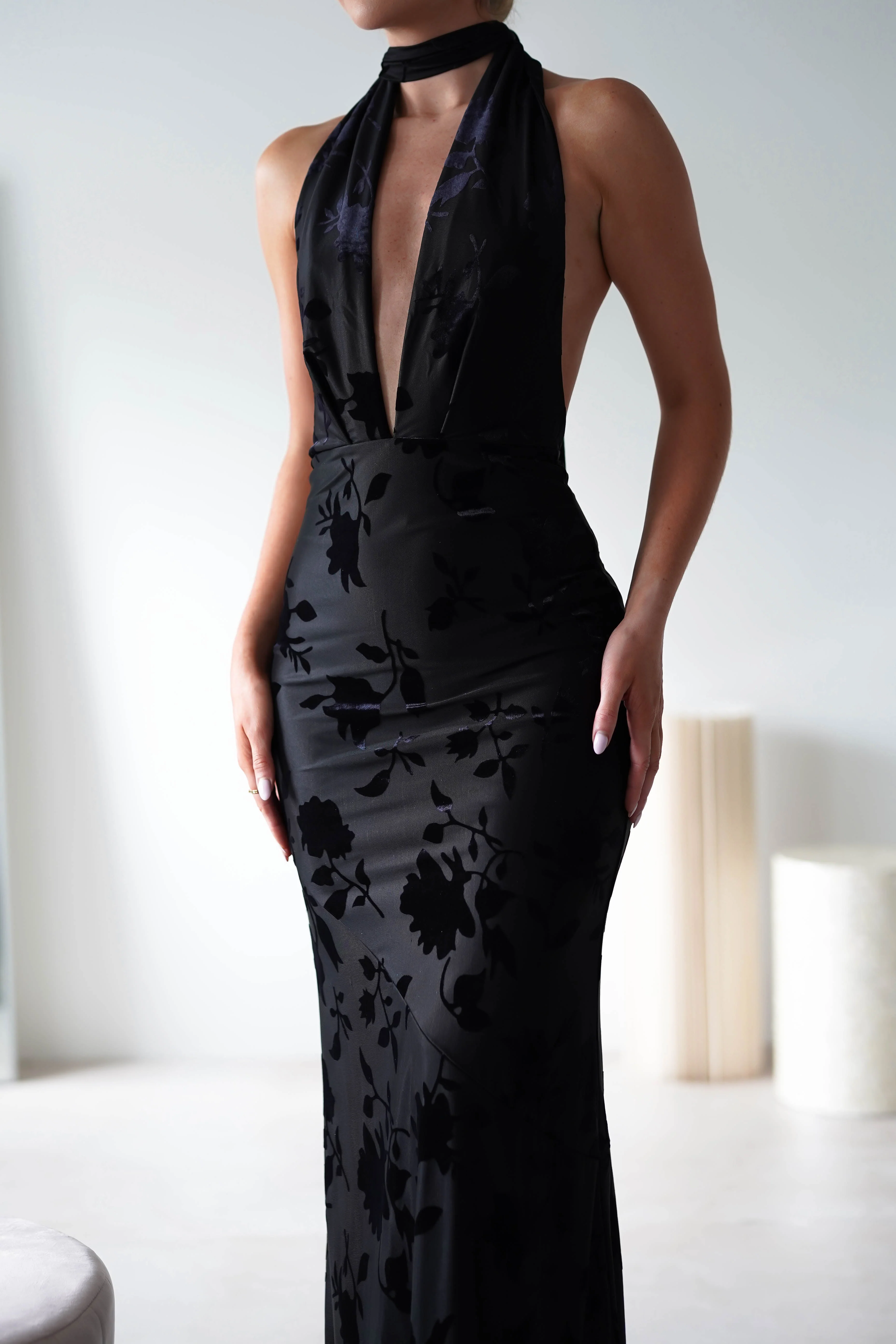 Tara Floral Jacquard Maxi Dress | Black - Image 2